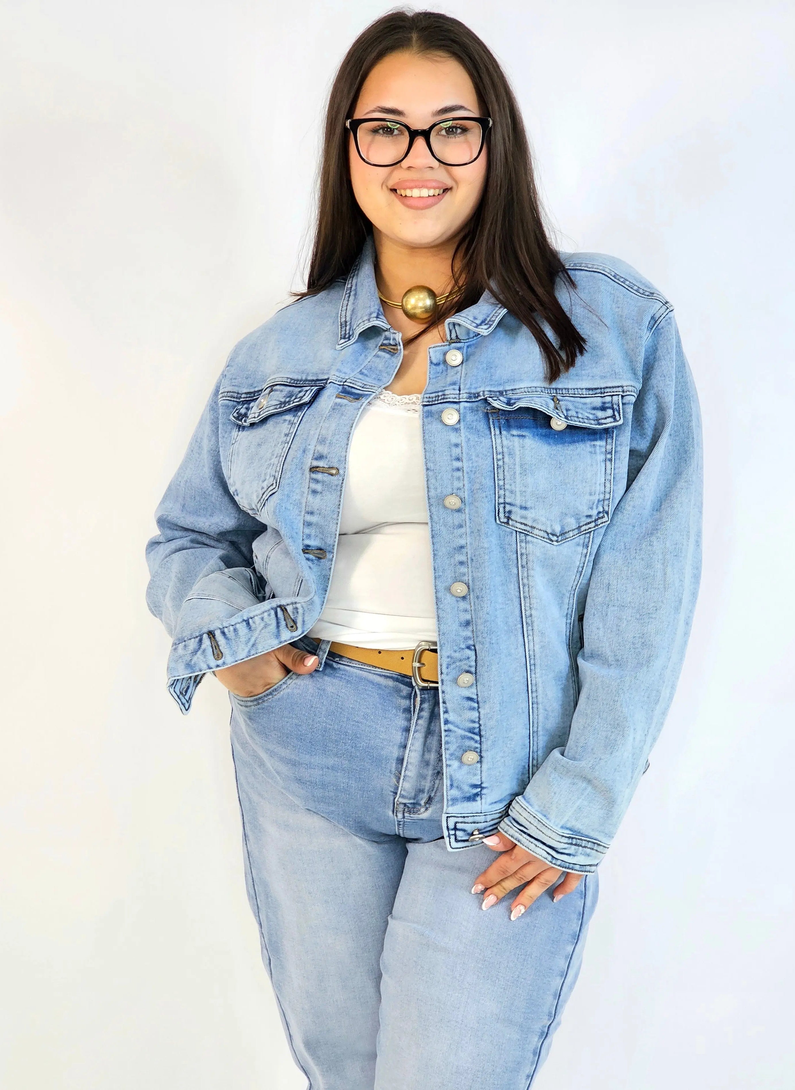 Kurtka jeansowa plus size – klasyczna katana jeansowa damska Stylowa XL
