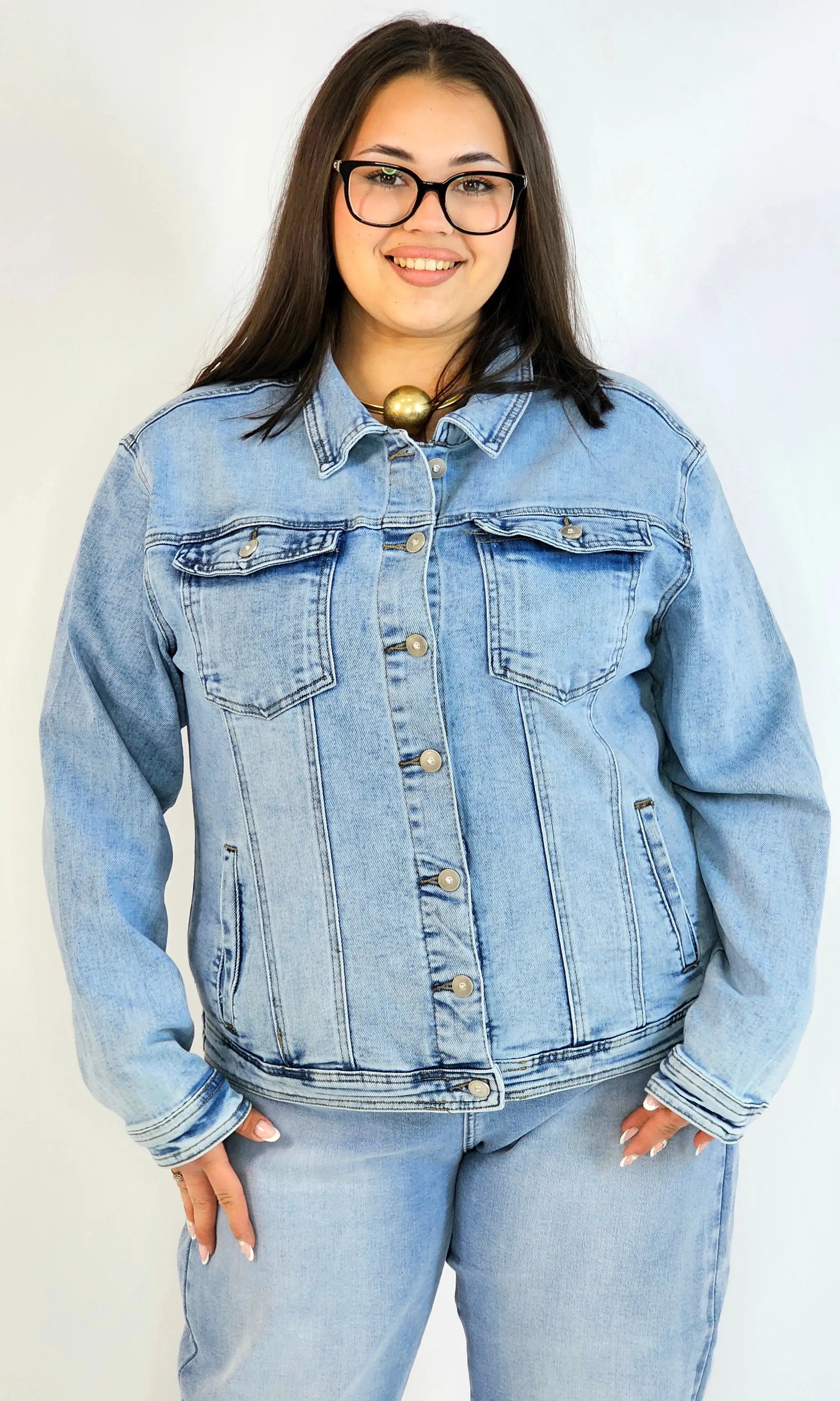 Kurtka jeansowa plus size – klasyczna katana jeansowa damska Stylowa XL