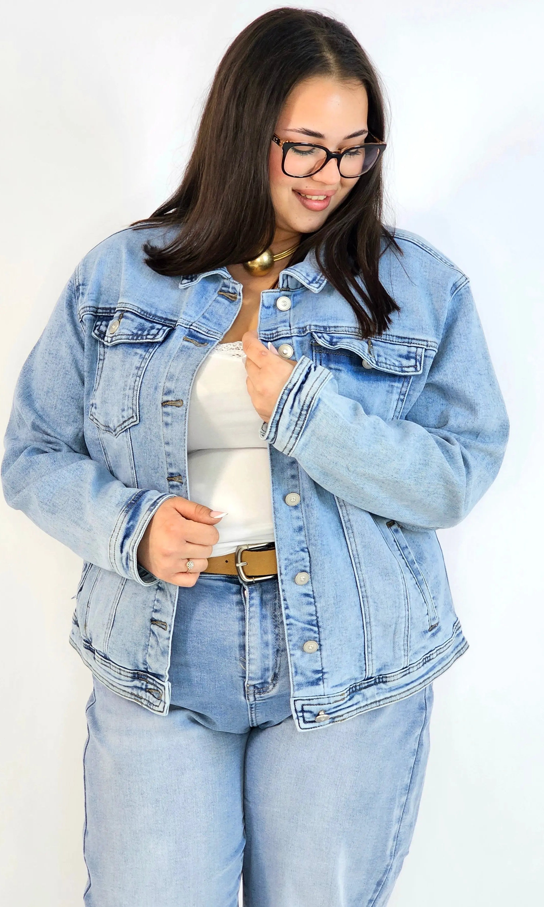 Kurtka jeansowa plus size – klasyczna katana jeansowa damska Stylowa XL