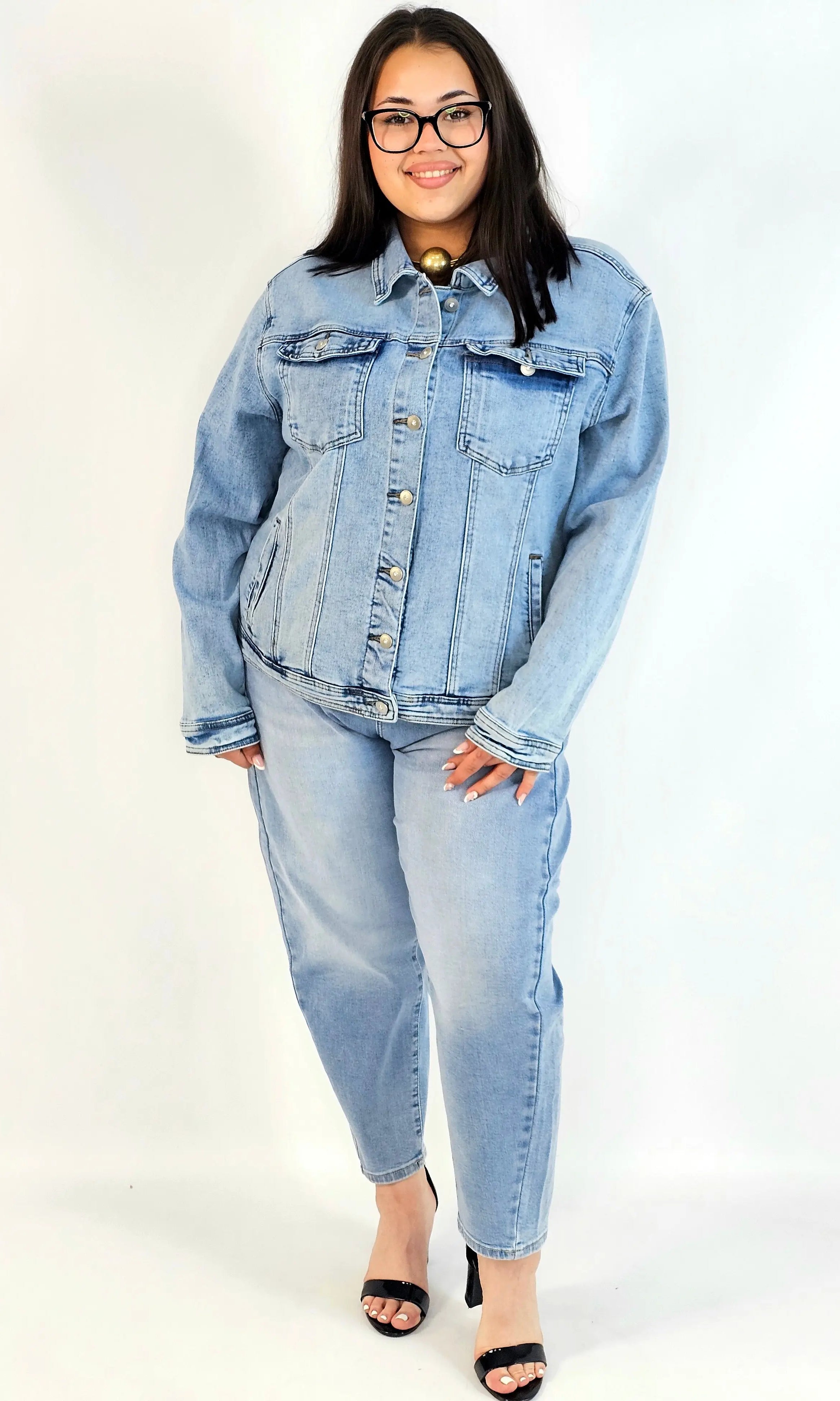 Kurtka jeansowa plus size – klasyczna katana jeansowa damska Stylowa XL
