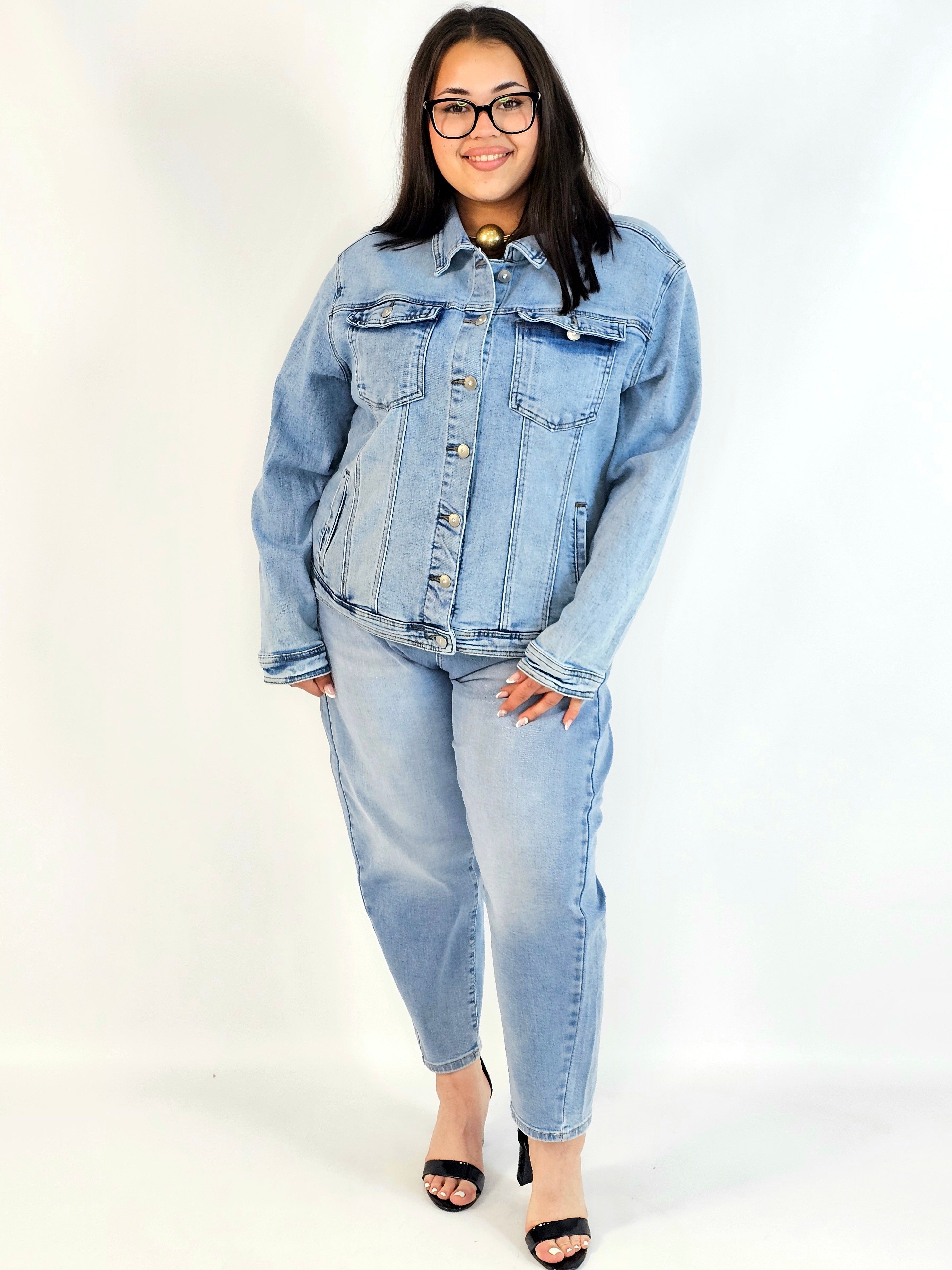 Kurtka jeansowa plus size – klasyczna katana jeansowa damska Stylowa XL