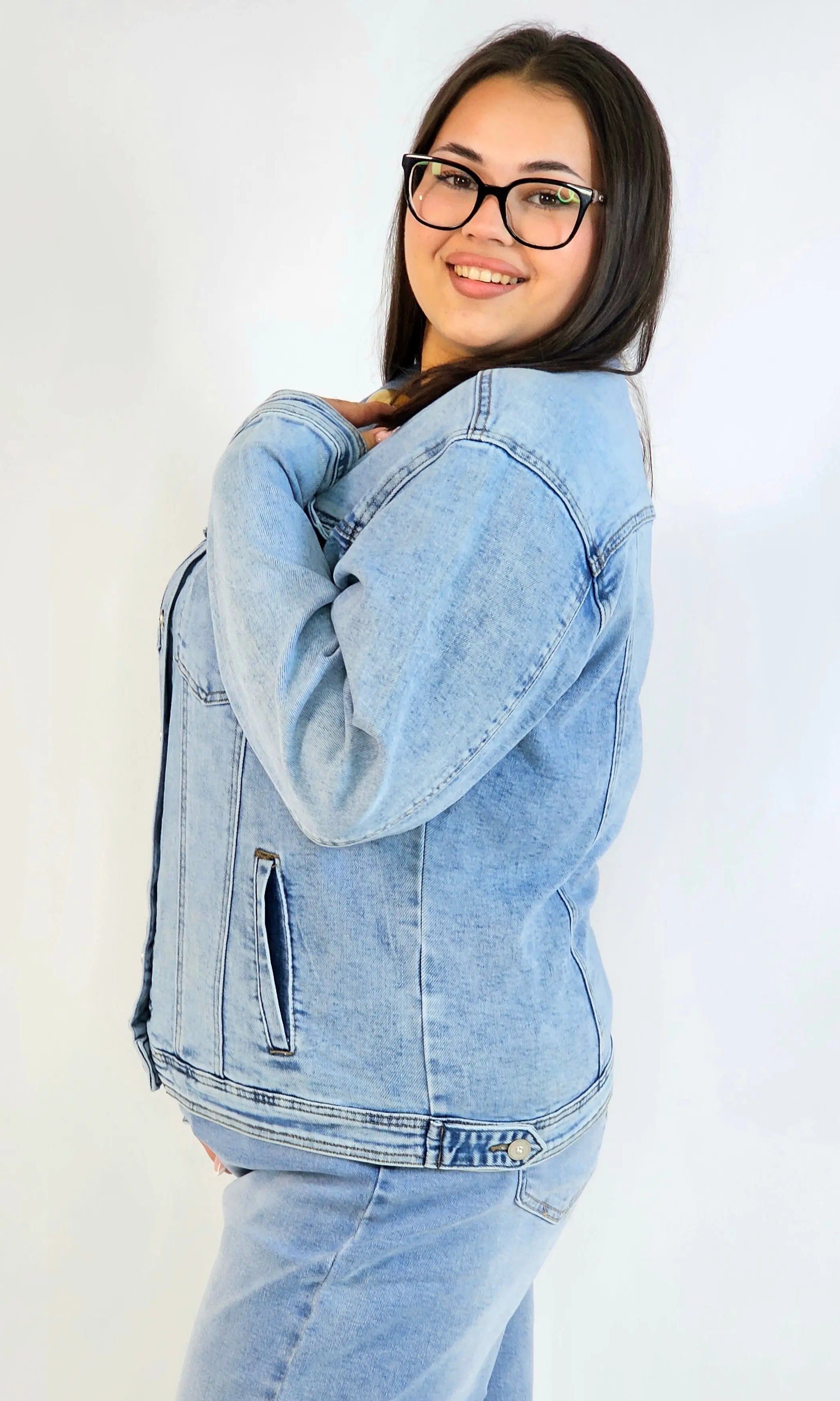 Kurtka jeansowa plus size – klasyczna katana jeansowa damska Stylowa XL