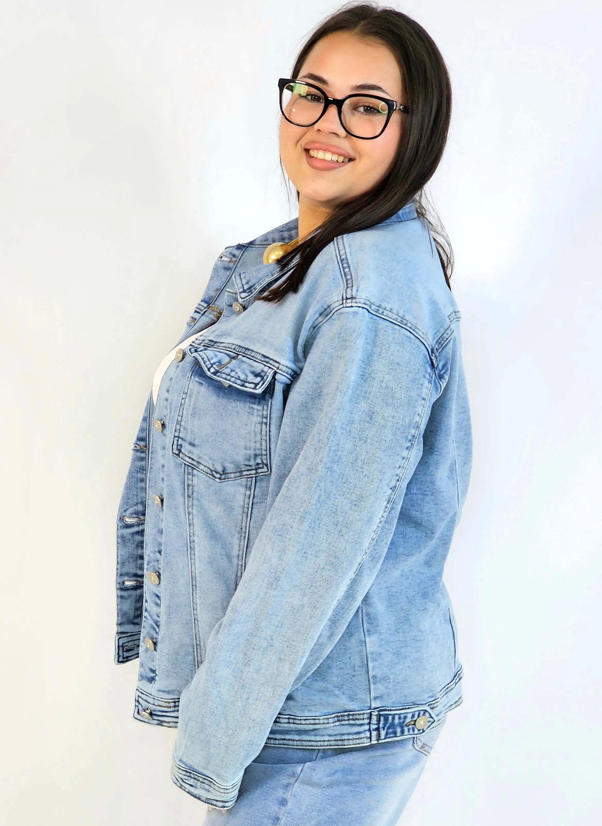 Kurtka jeansowa plus size – klasyczna katana jeansowa damska Stylowa XL