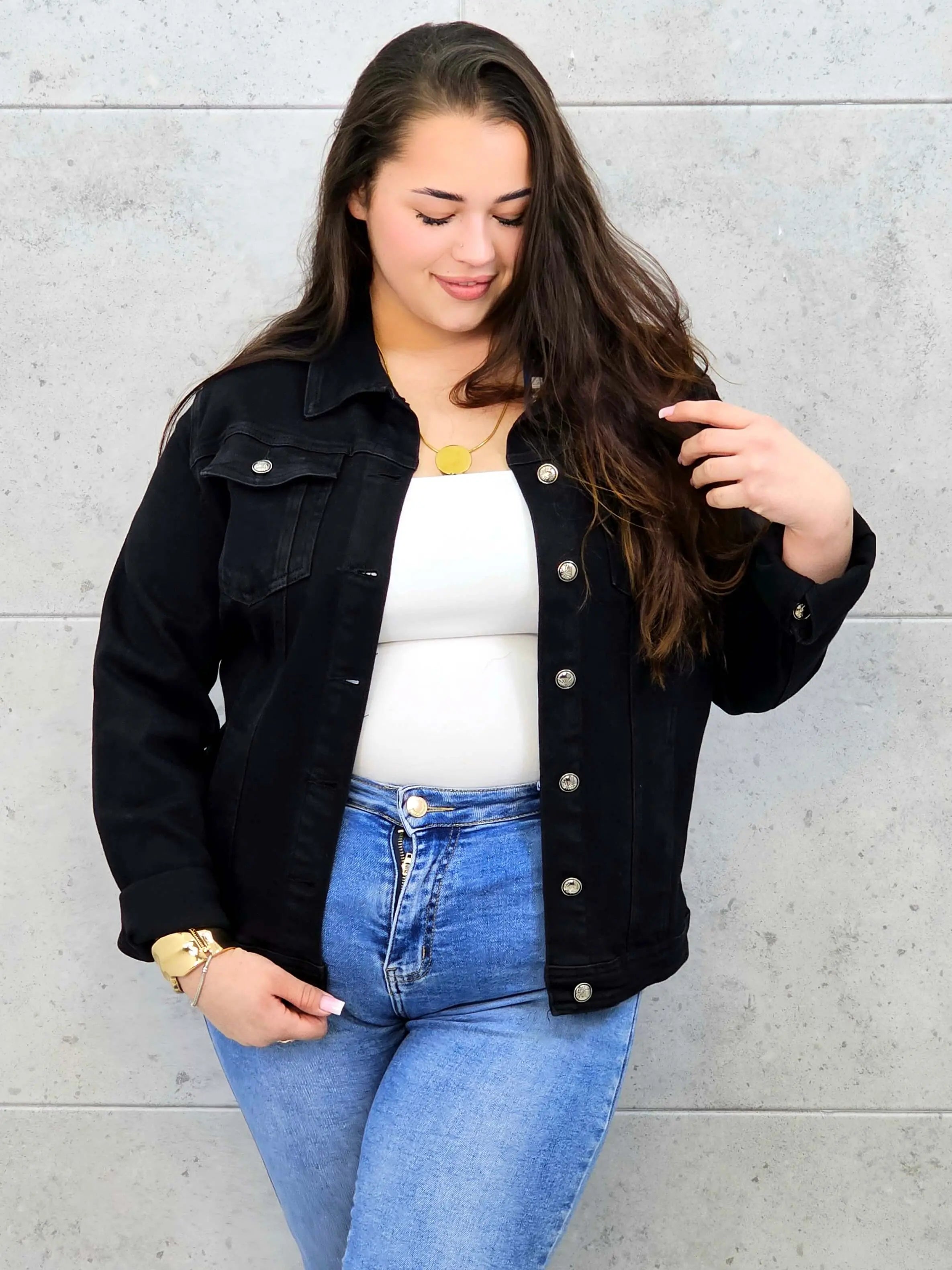 Kurtka jeansowa plus size czarna – klasyczna katana XXL Stylowa XL Stylowa XL