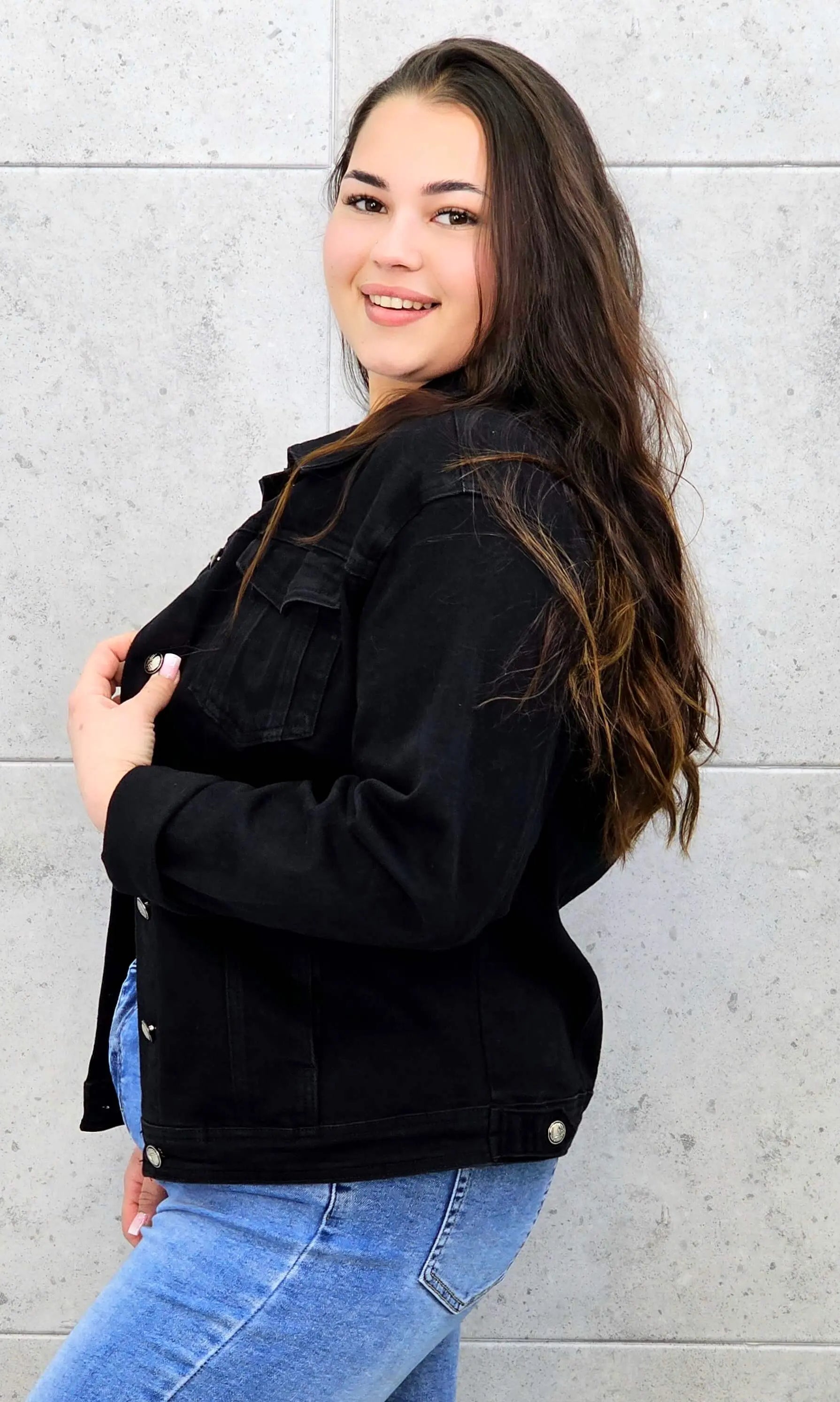 Kurtka jeansowa plus size czarna – klasyczna katana XXL Stylowa XL Stylowa XL