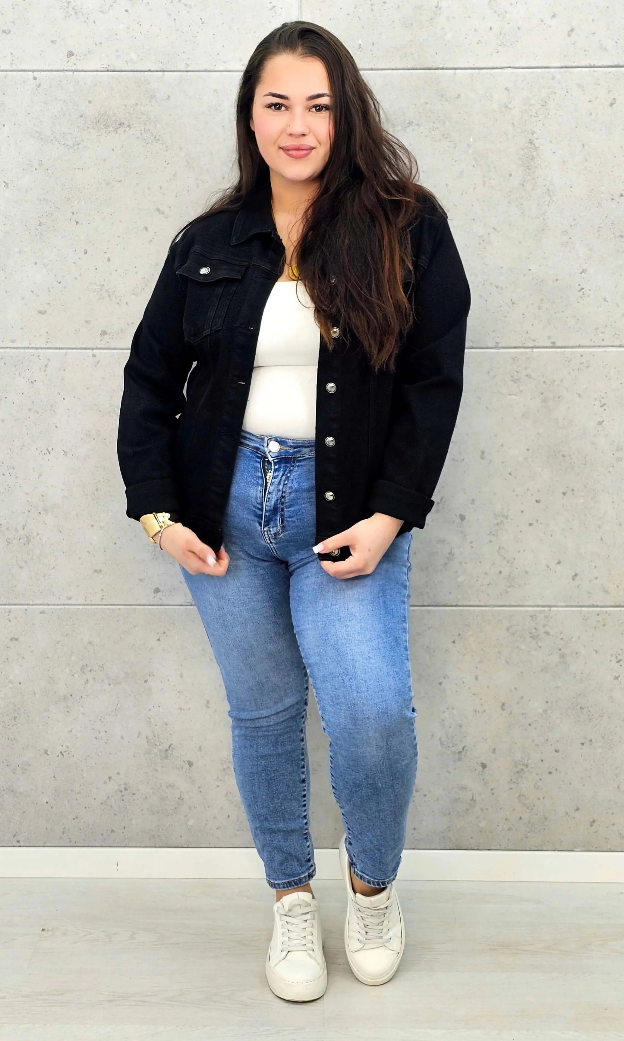 Kurtka jeansowa plus size czarna – klasyczna katana XXL Stylowa XL Stylowa XL