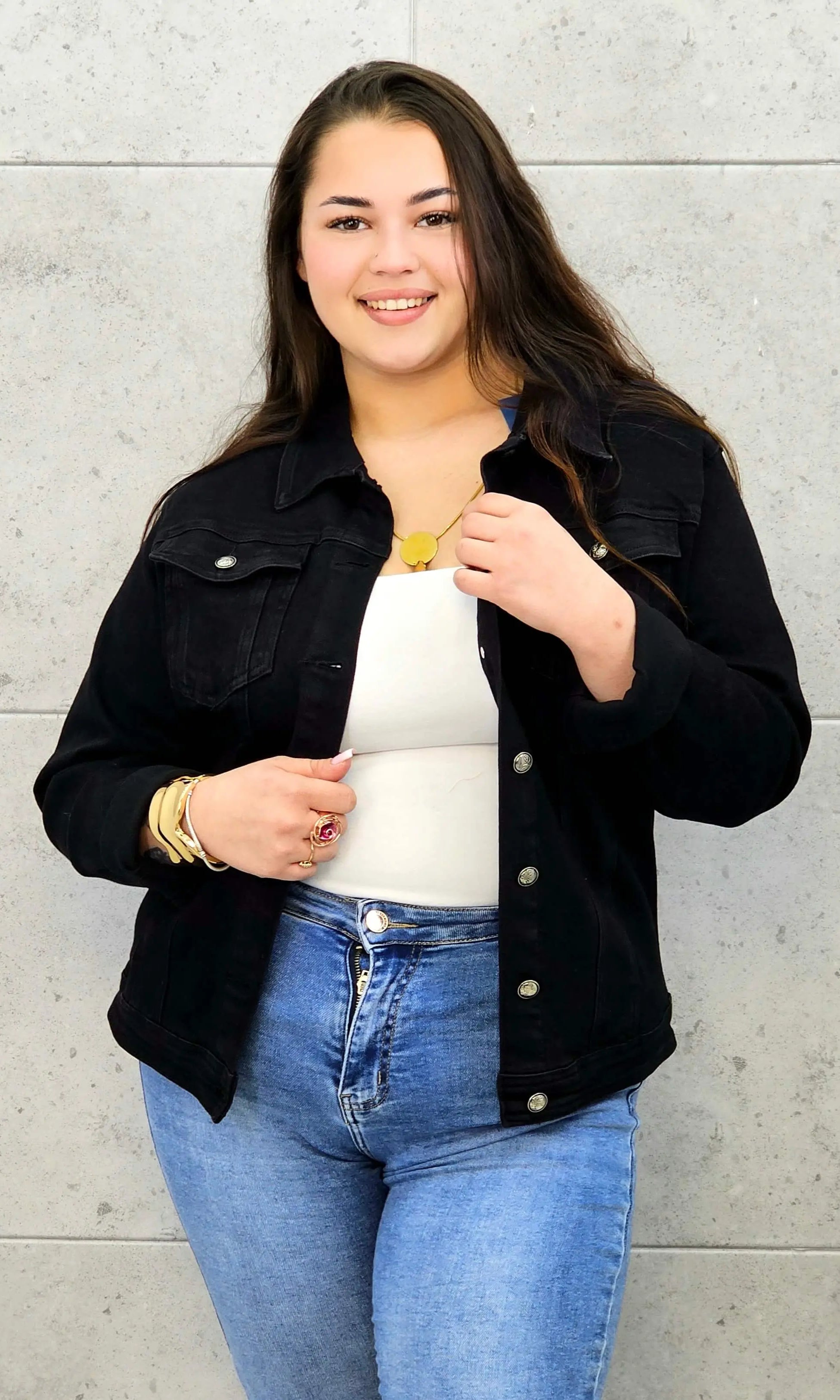 Kurtka jeansowa plus size czarna – klasyczna katana XXL Stylowa XL Stylowa XL