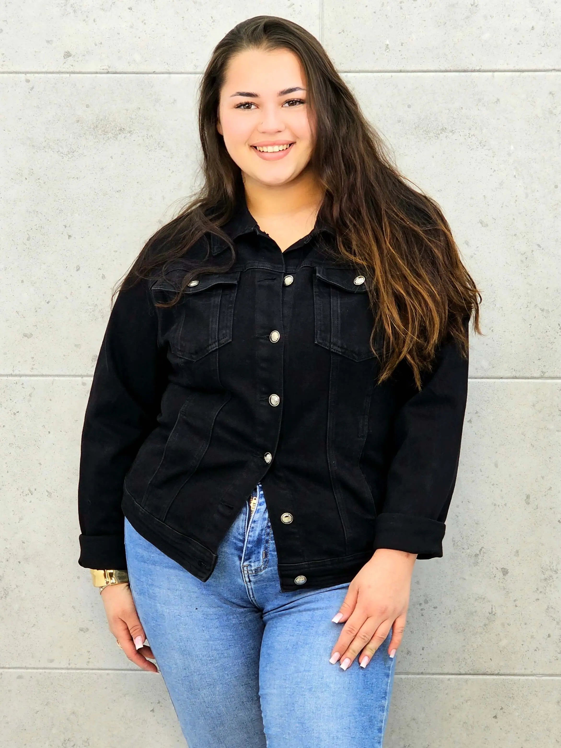 Kurtka jeansowa plus size czarna – klasyczna katana XXL Stylowa XL Stylowa XL