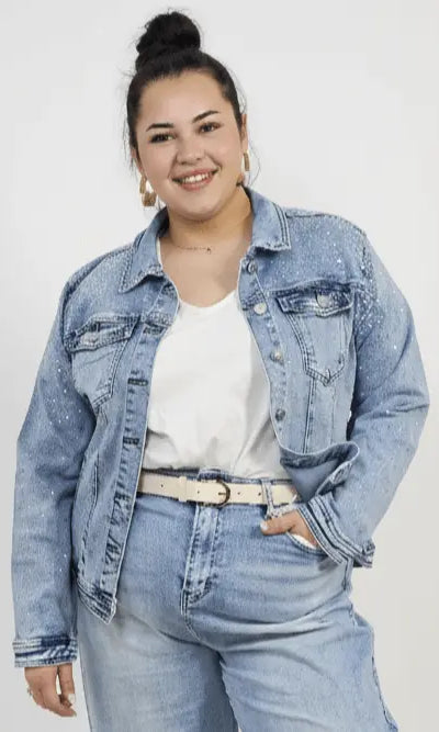Kurtka jeansowa plus size z połyskiem – stylowa i wygodna Stylowa XL