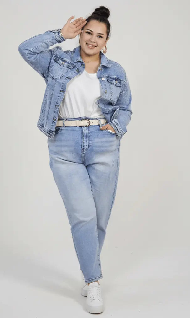 Kurtka jeansowa plus size z połyskiem – stylowa i wygodna Stylowa XL