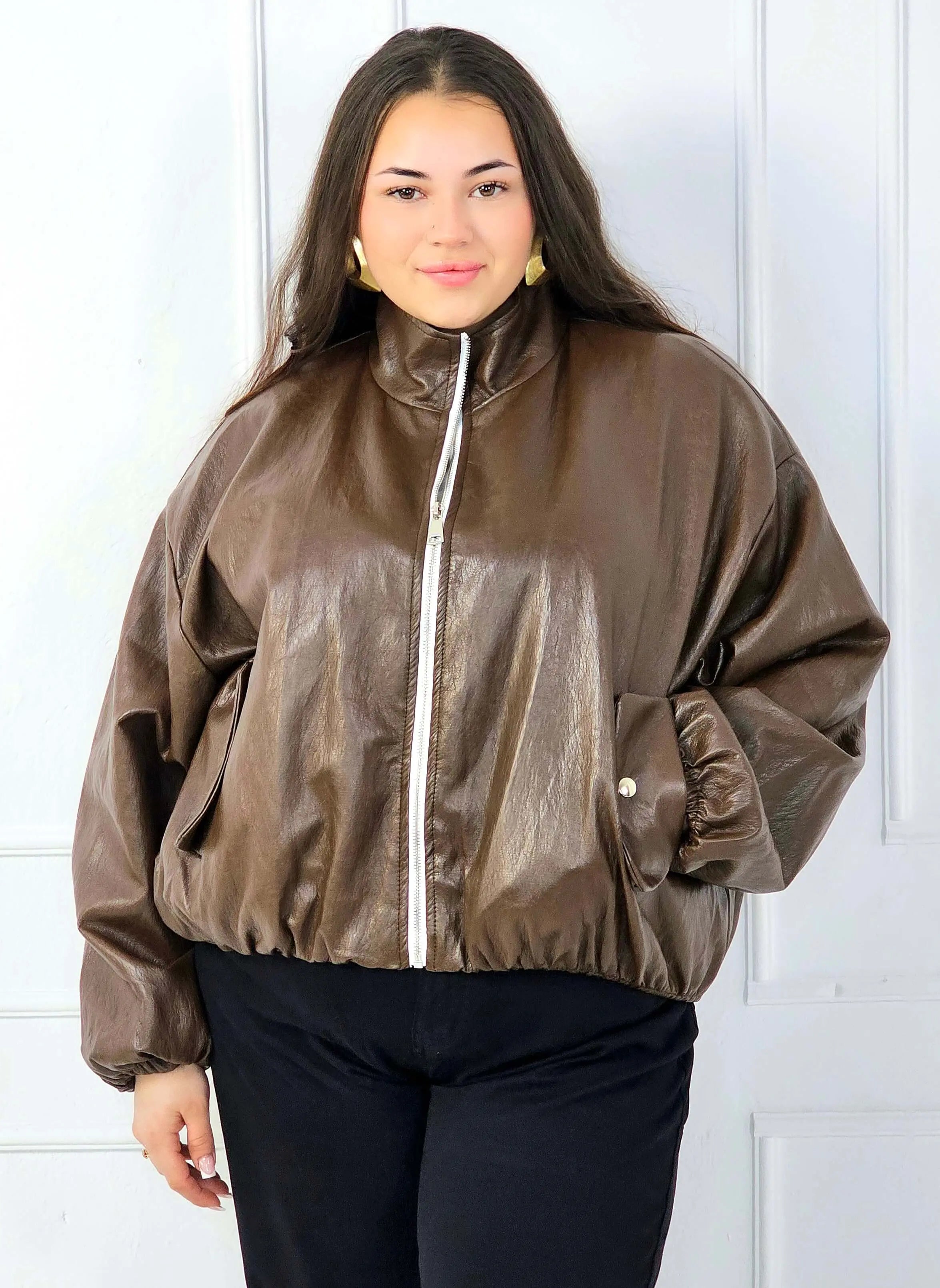 Kurtka plus size bomberka o luźnym kroju z suwakiem Stylowa XL