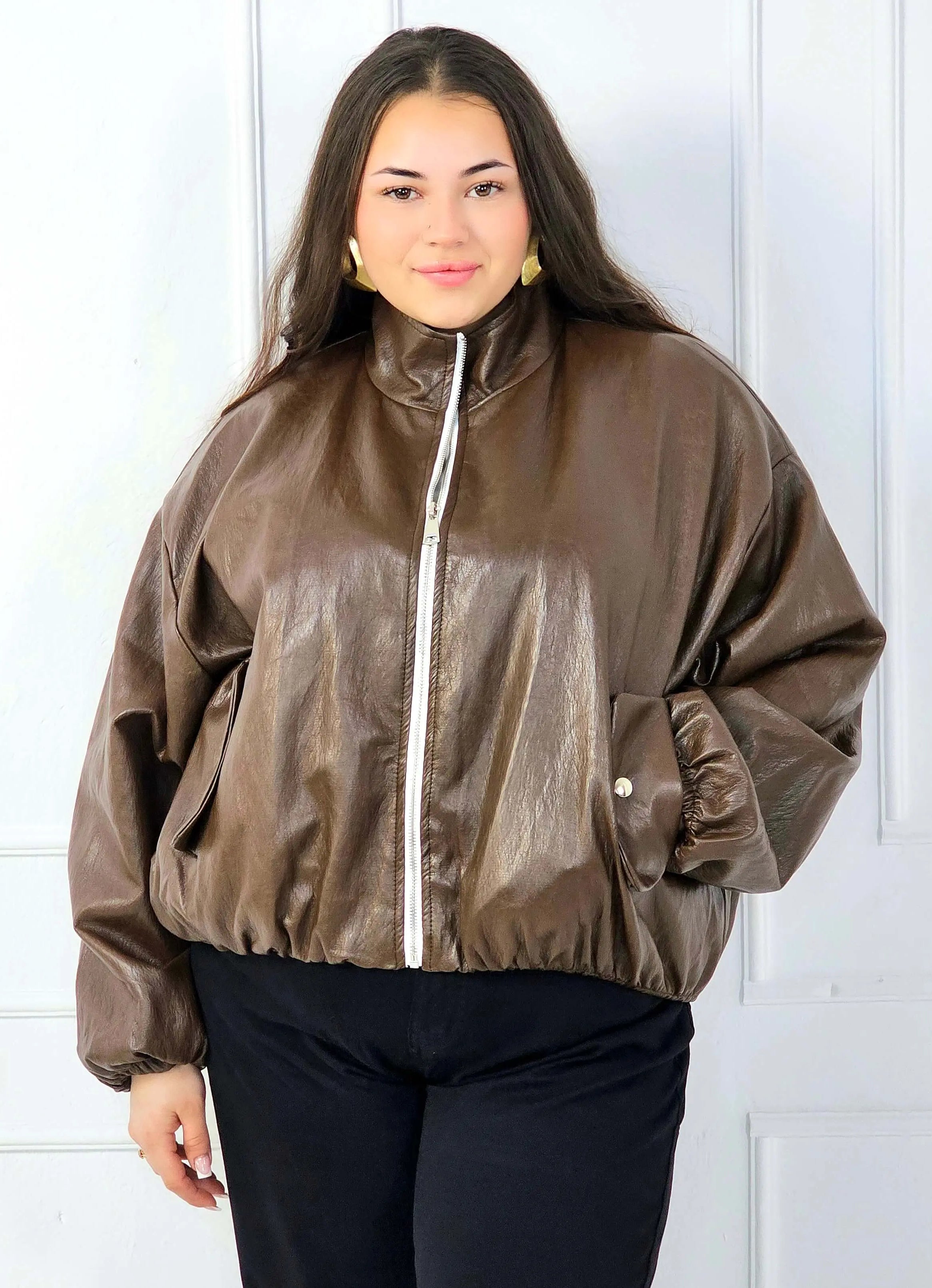 Kurtka plus size bomberka o luźnym kroju z suwakiem Stylowa XL