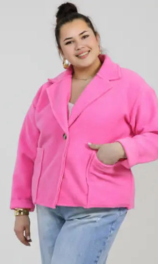 Kurtka plus size o krótkim kroju z kołnierzem i kieszeniami Stylowa XL