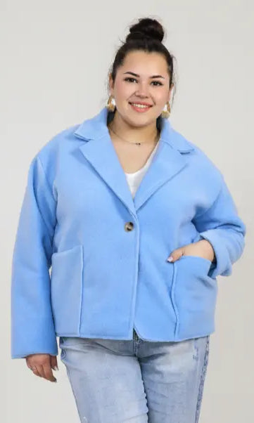 Kurtka plus size o krótkim kroju z kołnierzem i kieszeniami Stylowa XL