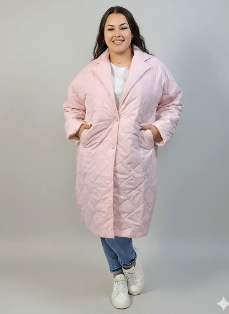 Kurtka plus size pikowana z dłuższym fasonem i kieszeniami Stylowa XL