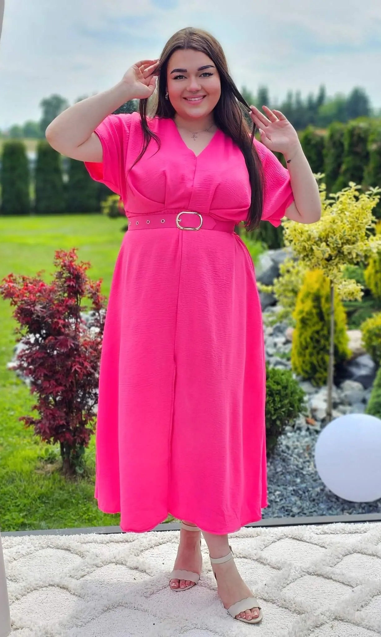 Letnia sukienka z paskiem Stylowa XL