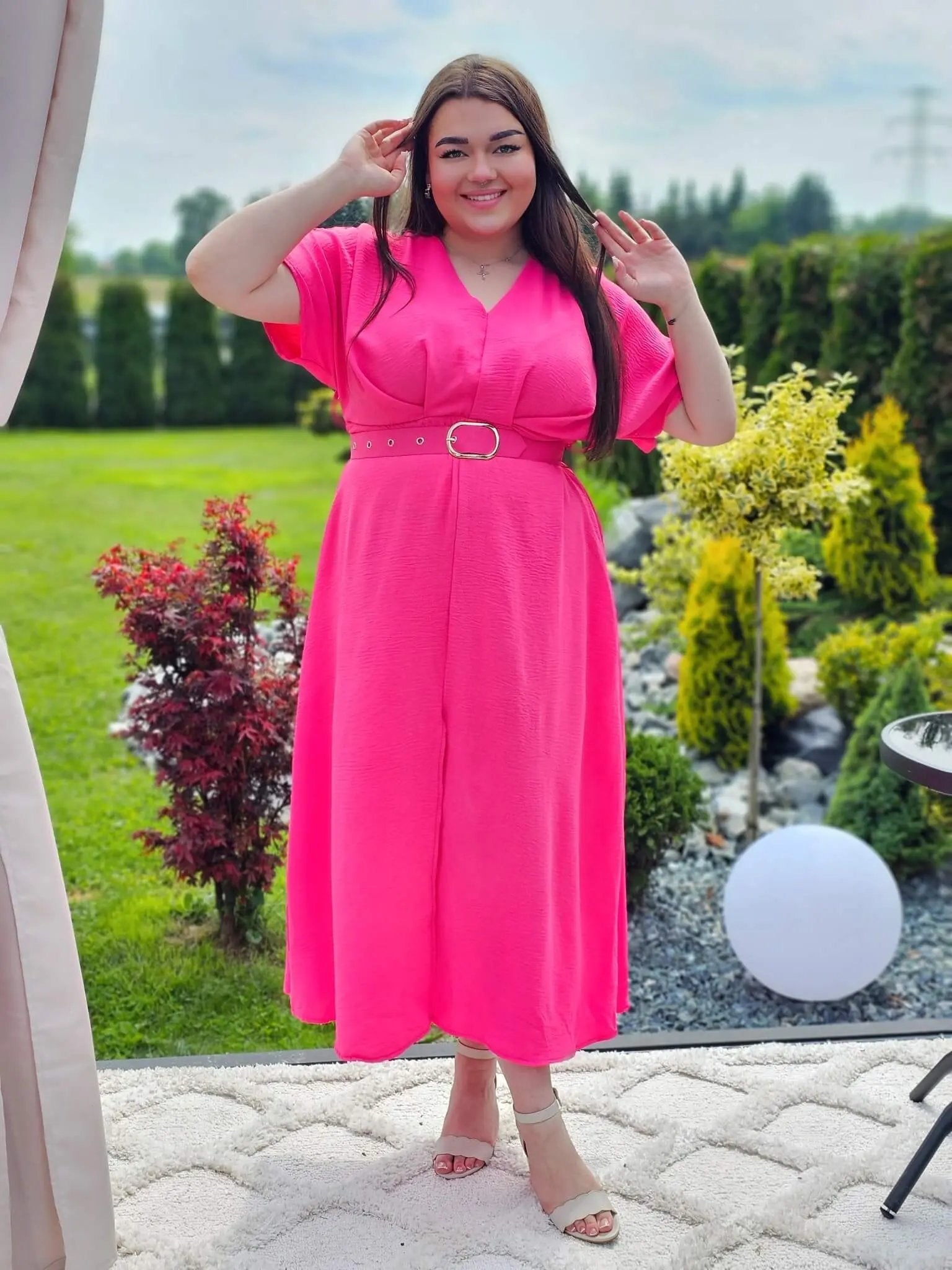 Letnia sukienka z paskiem Stylowa XL