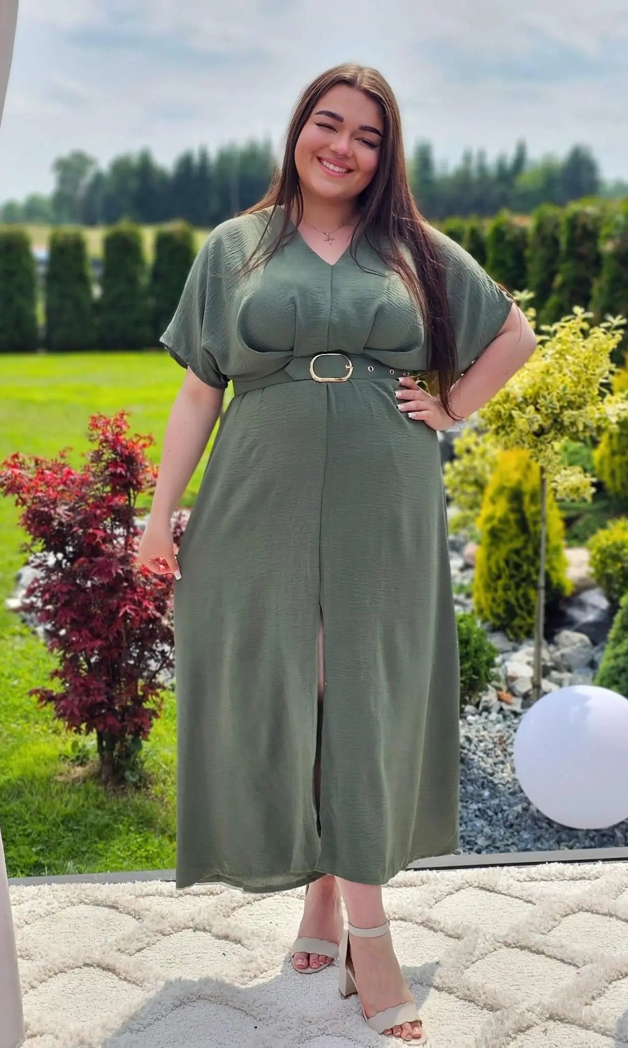 Letnia sukienka z paskiem Stylowa XL