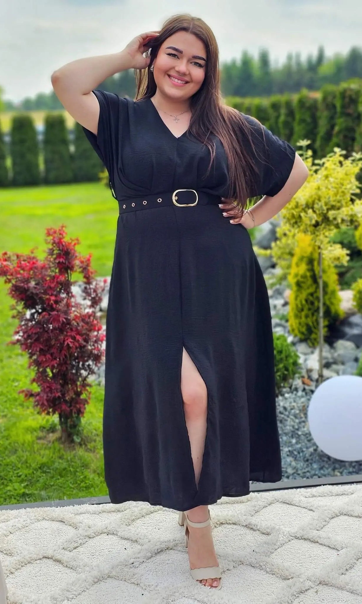 Letnia sukienka z paskiem Stylowa XL