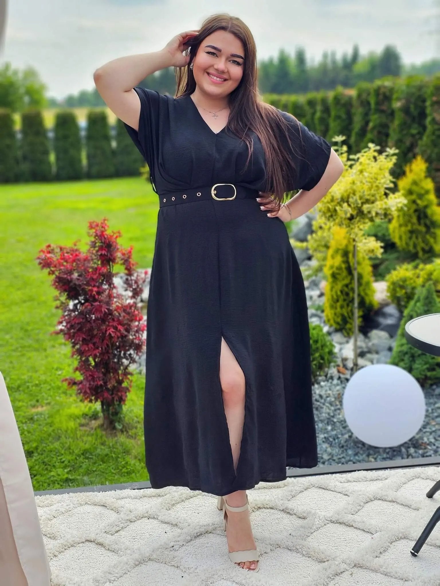 Letnia sukienka z paskiem Stylowa XL