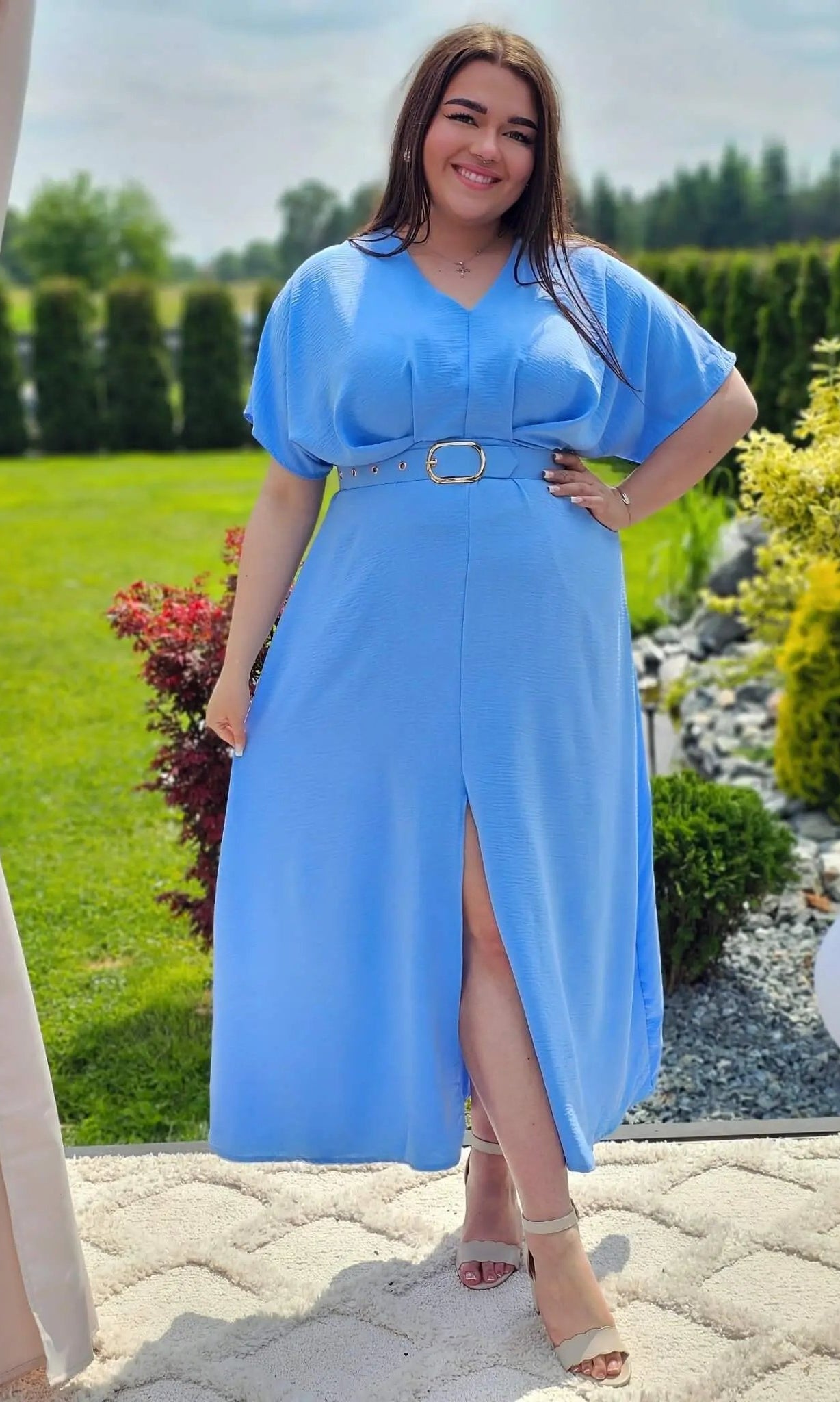 Letnia sukienka z paskiem Stylowa XL