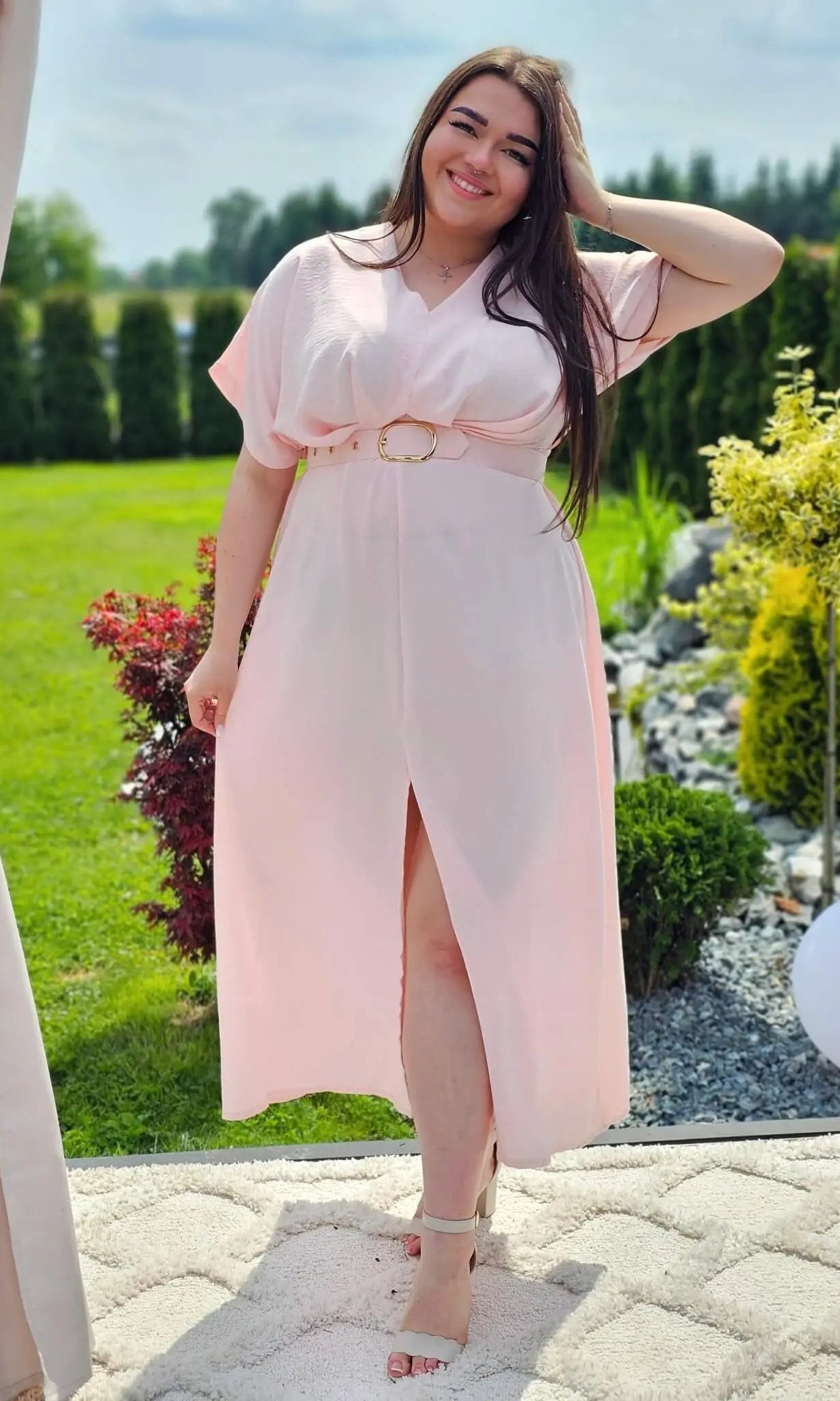 Letnia sukienka z paskiem Stylowa XL