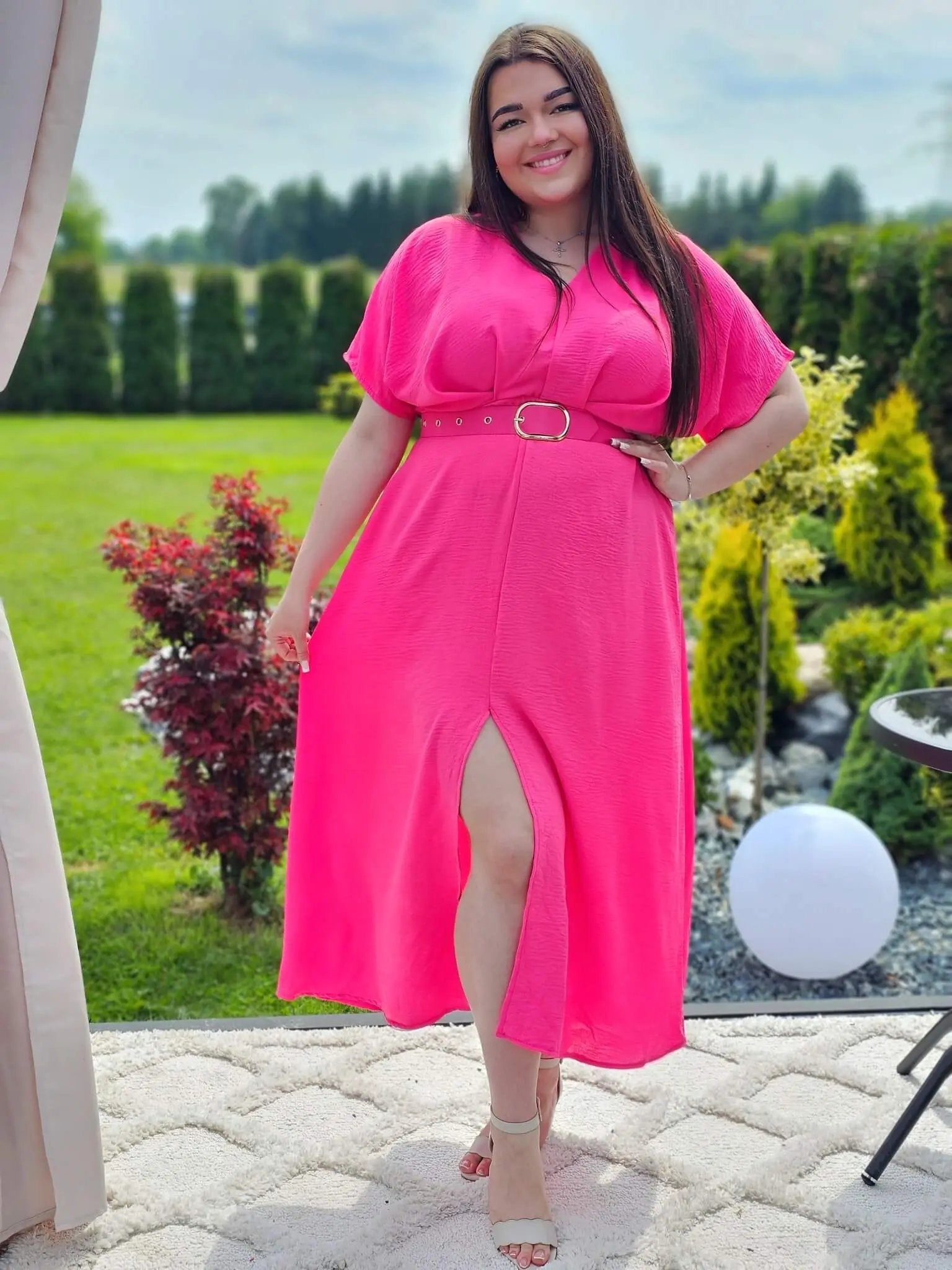 Letnia sukienka z paskiem Stylowa XL