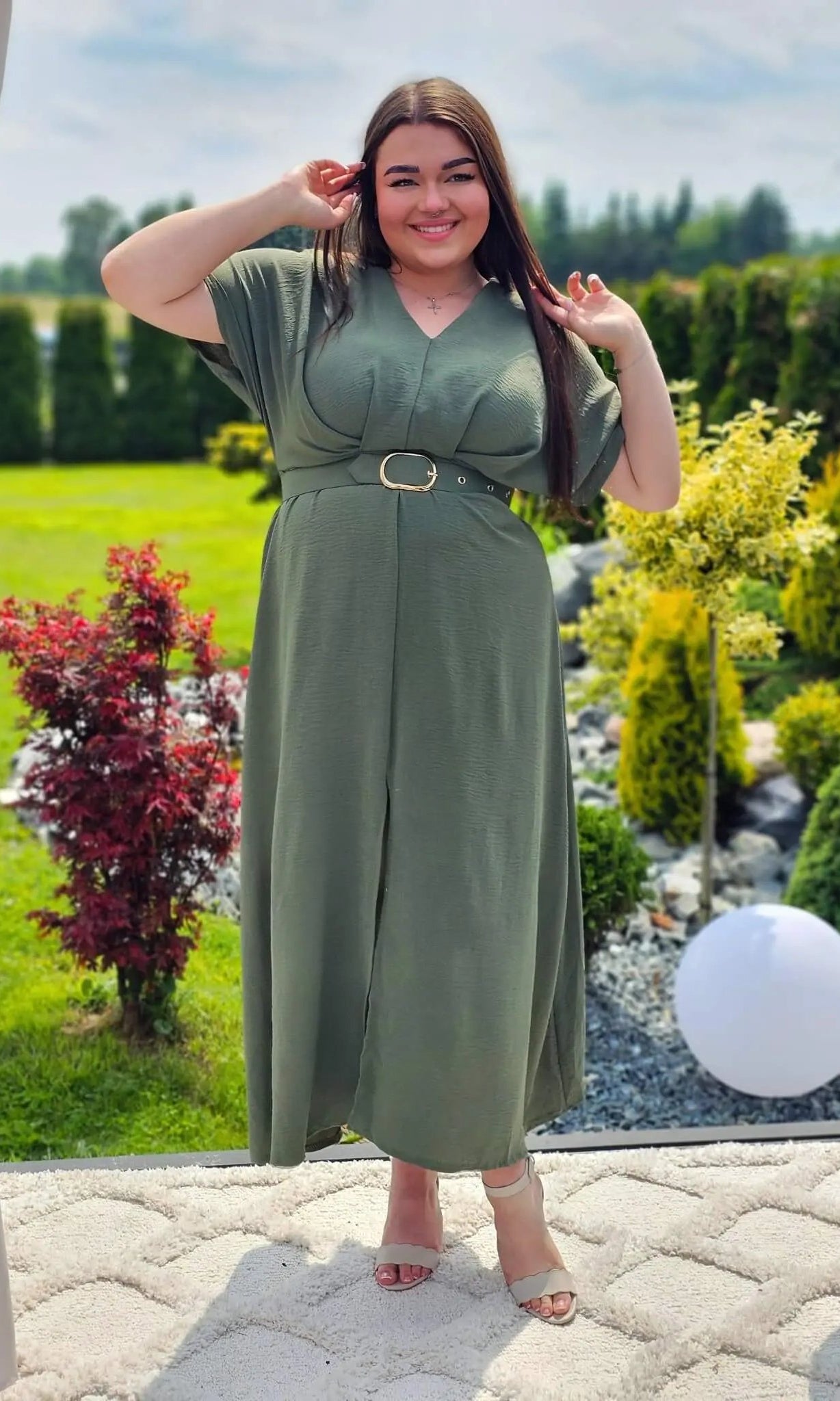 Letnia sukienka z paskiem Stylowa XL