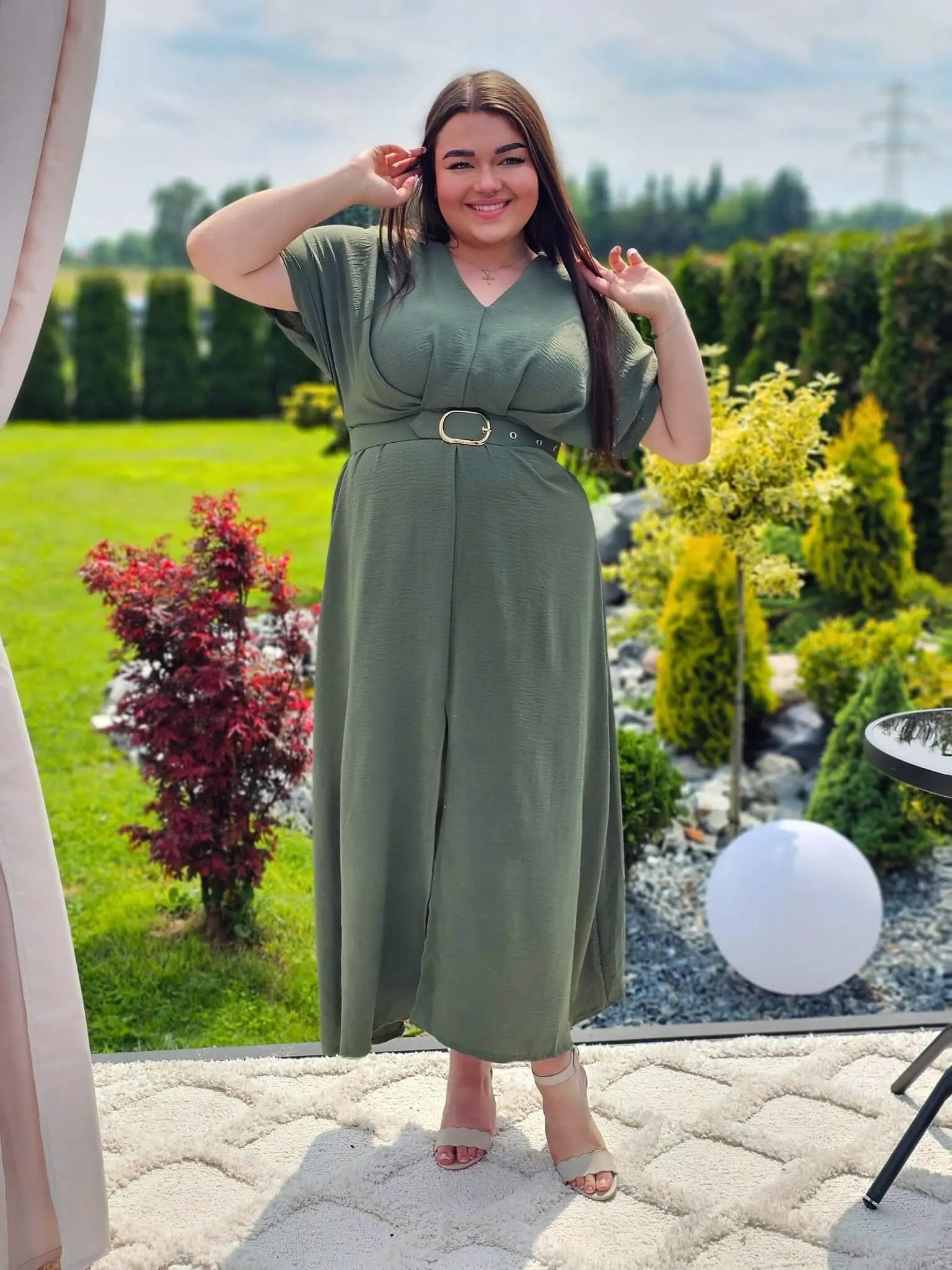 Letnia sukienka z paskiem Stylowa XL