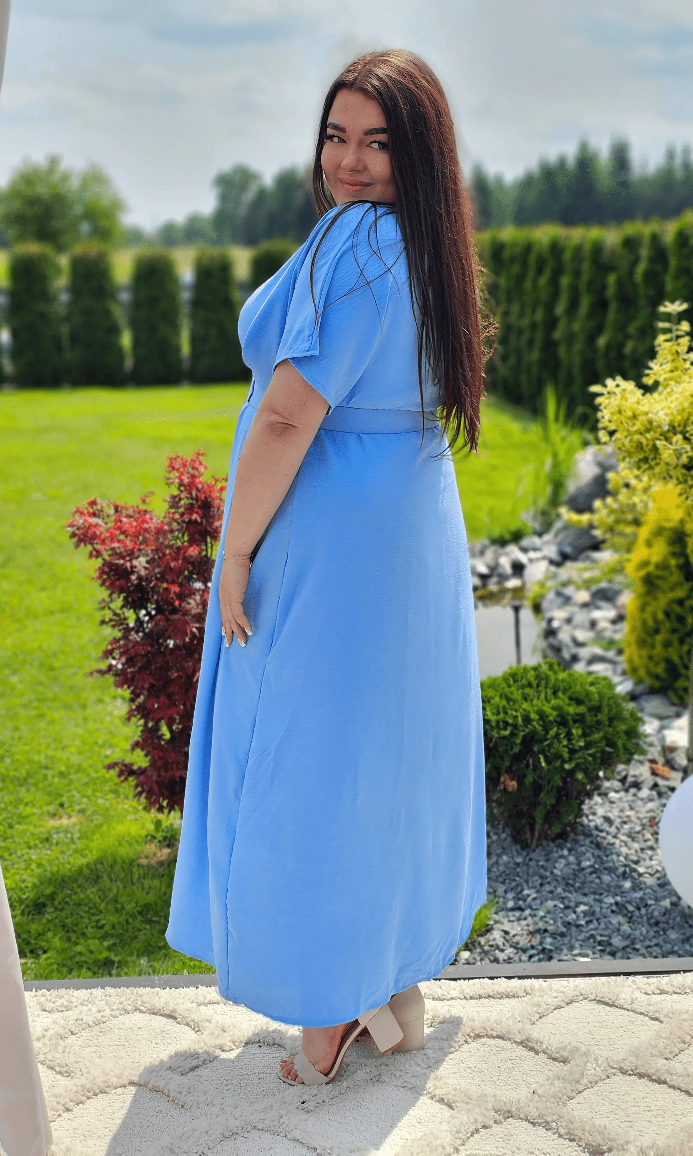 Letnia sukienka z paskiem Stylowa XL