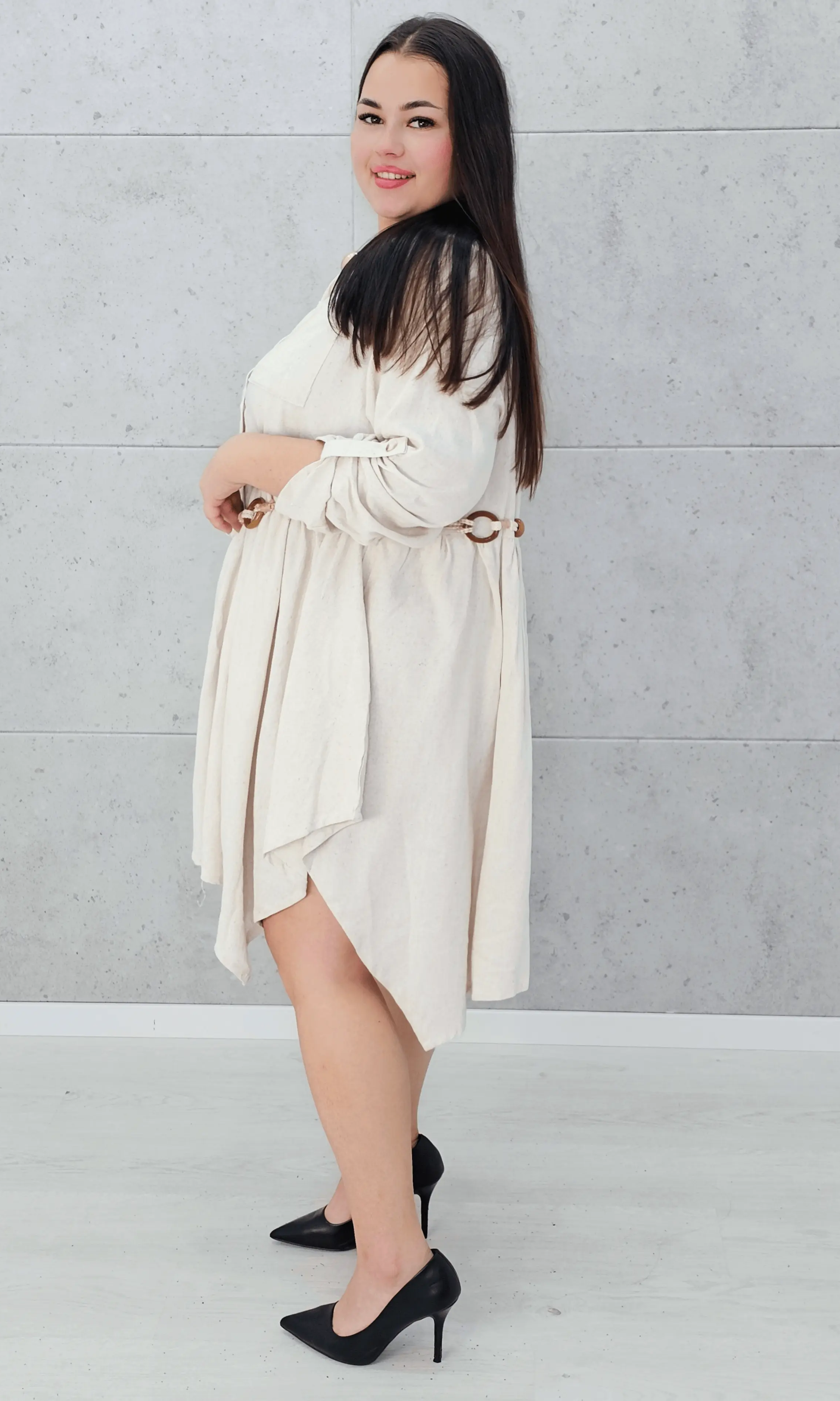 Lniana sukienka koszulowa Stylowa XL