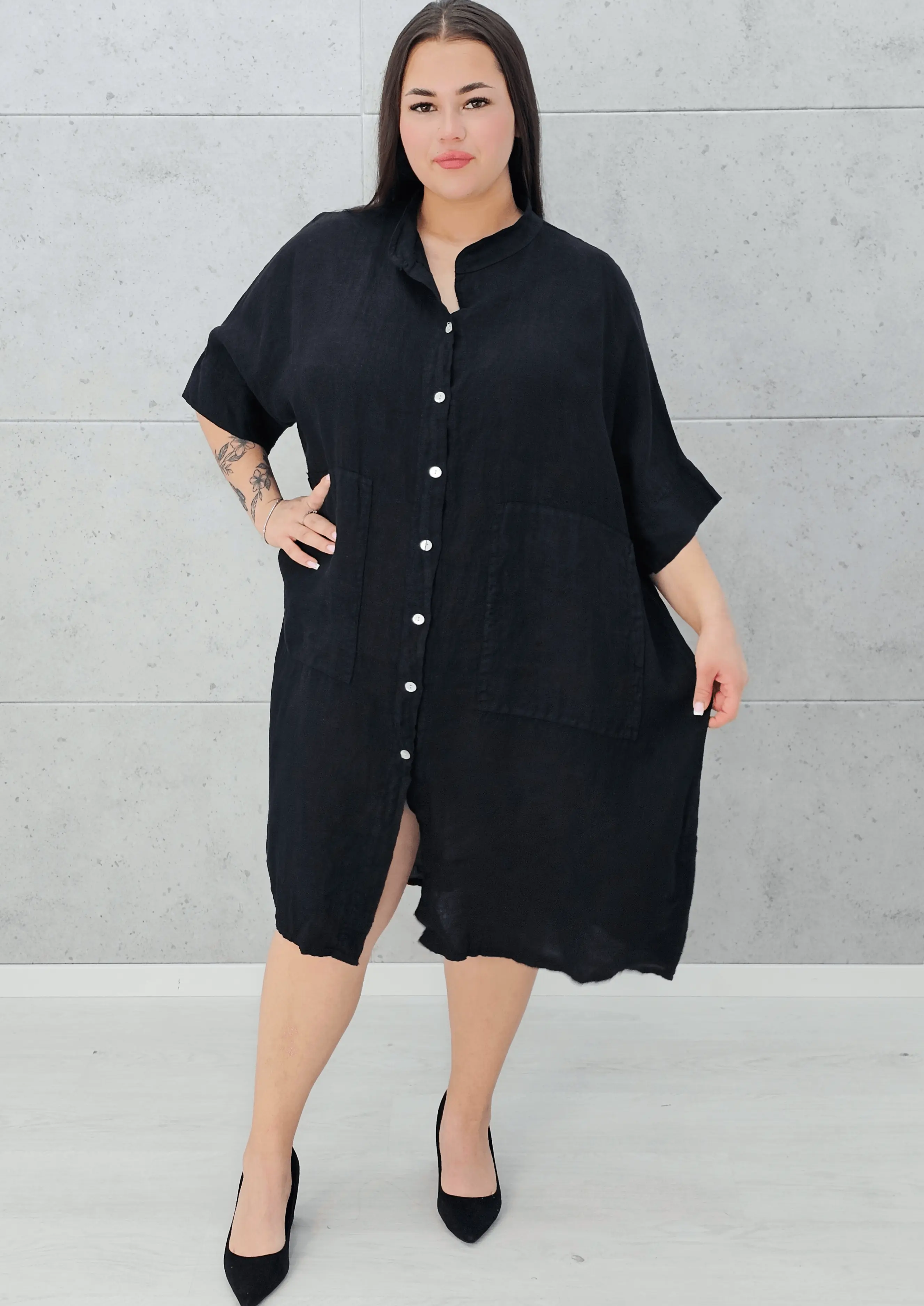 Lniana sukienka koszulowa Stylowa XL