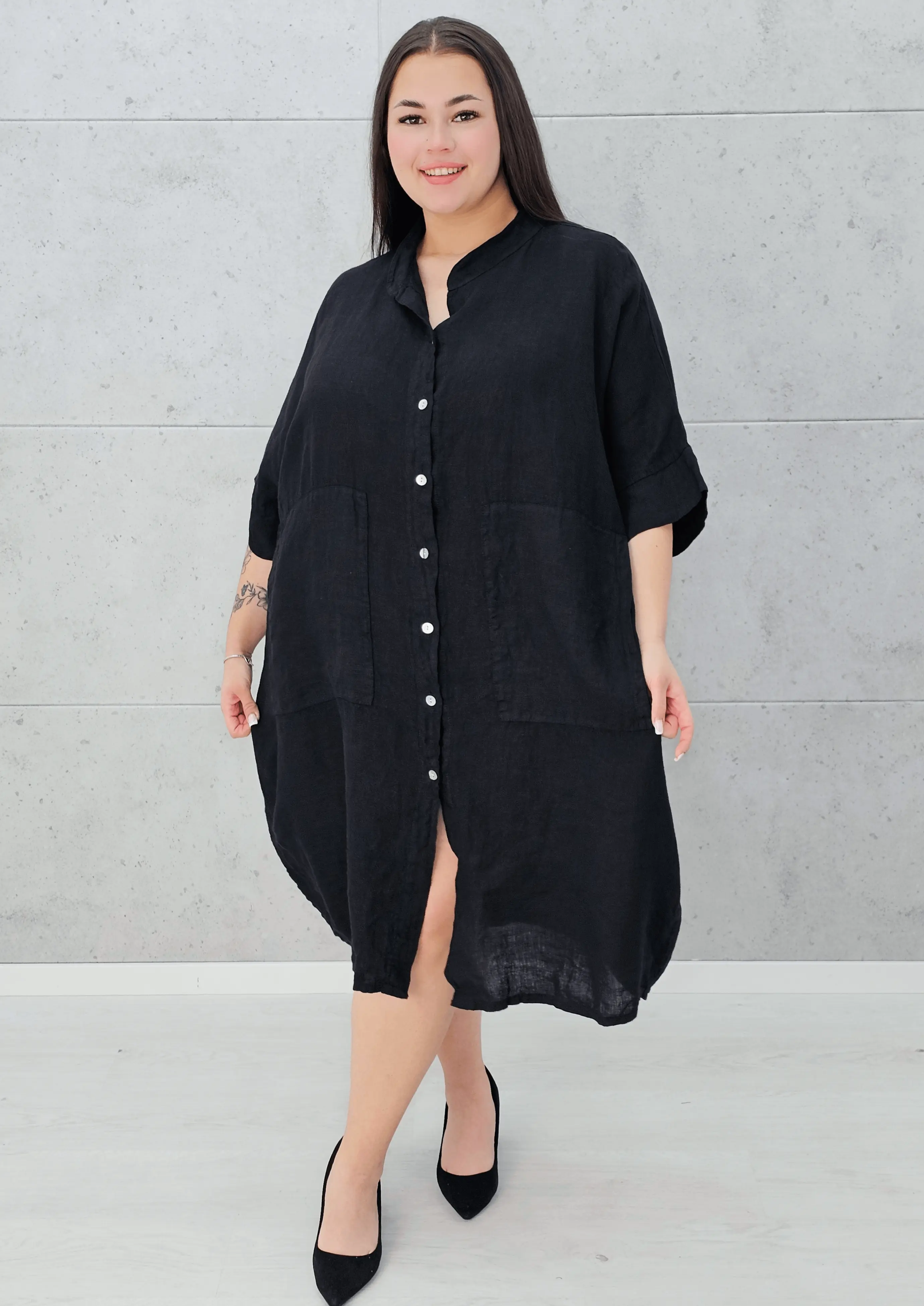 Lniana sukienka koszulowa Stylowa XL