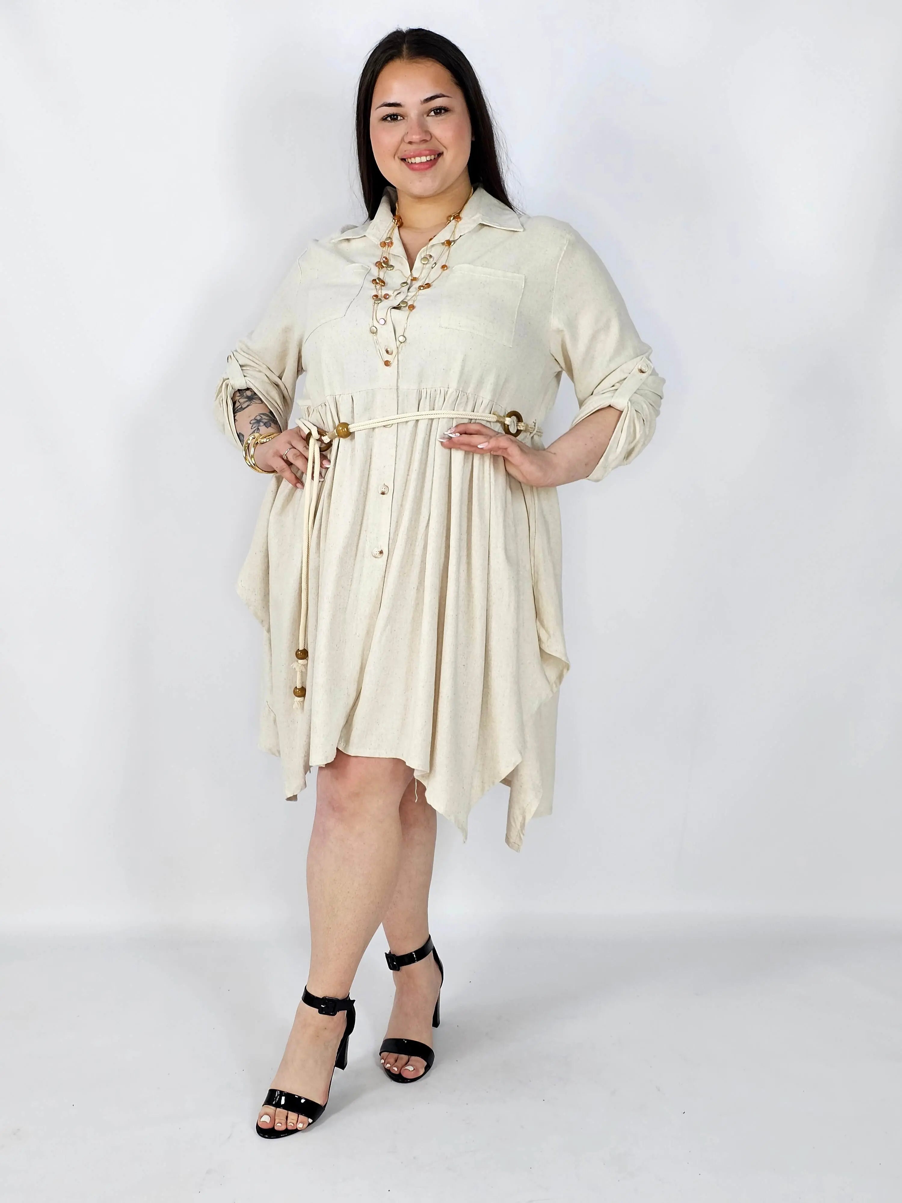Lniana sukienka koszulowa plus size – lekka, wygodna i stylowa na co dzień Stylowa XL