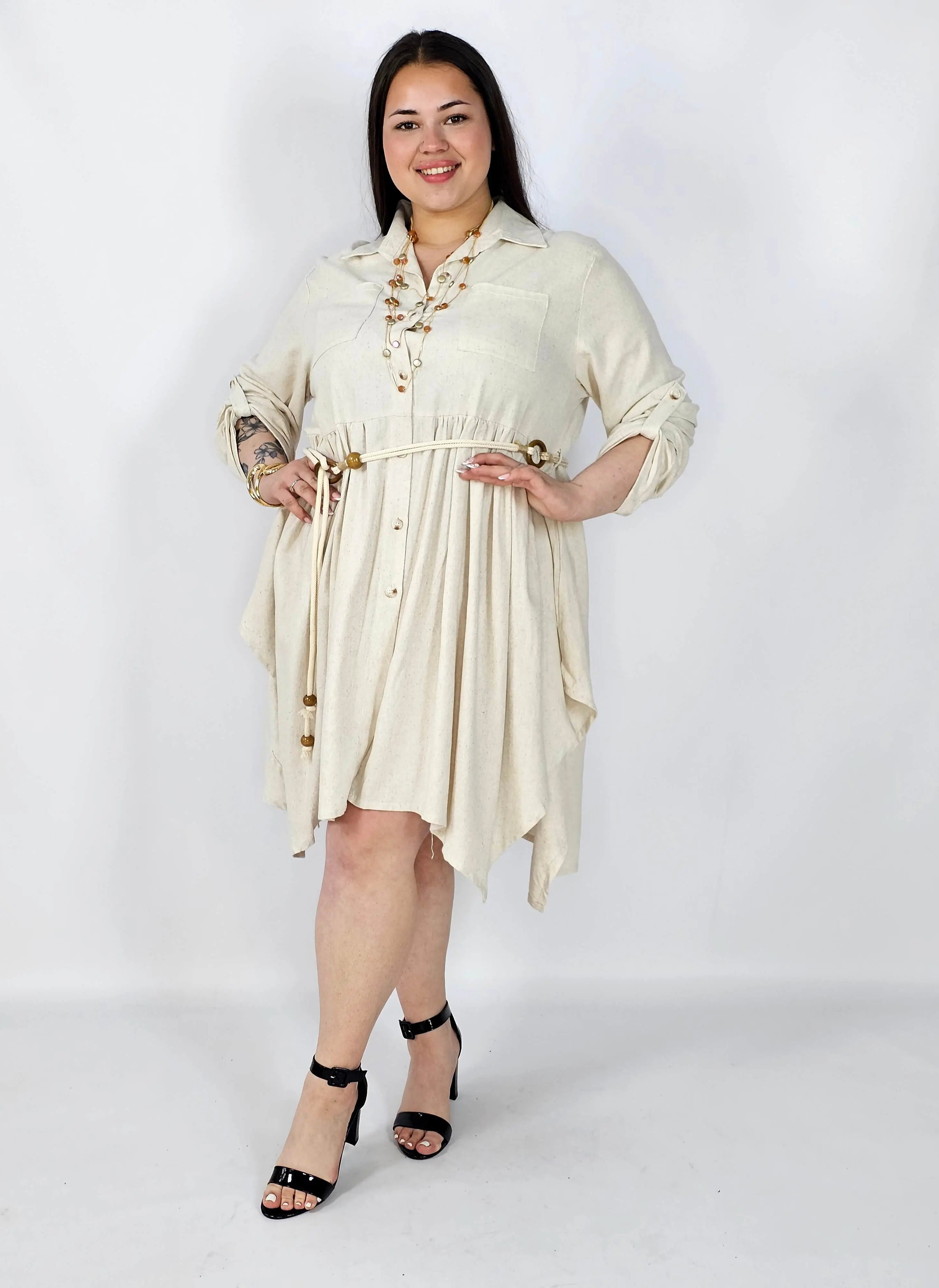 Lniana sukienka koszulowa plus size – lekka, wygodna i stylowa na co dzień Stylowa XL