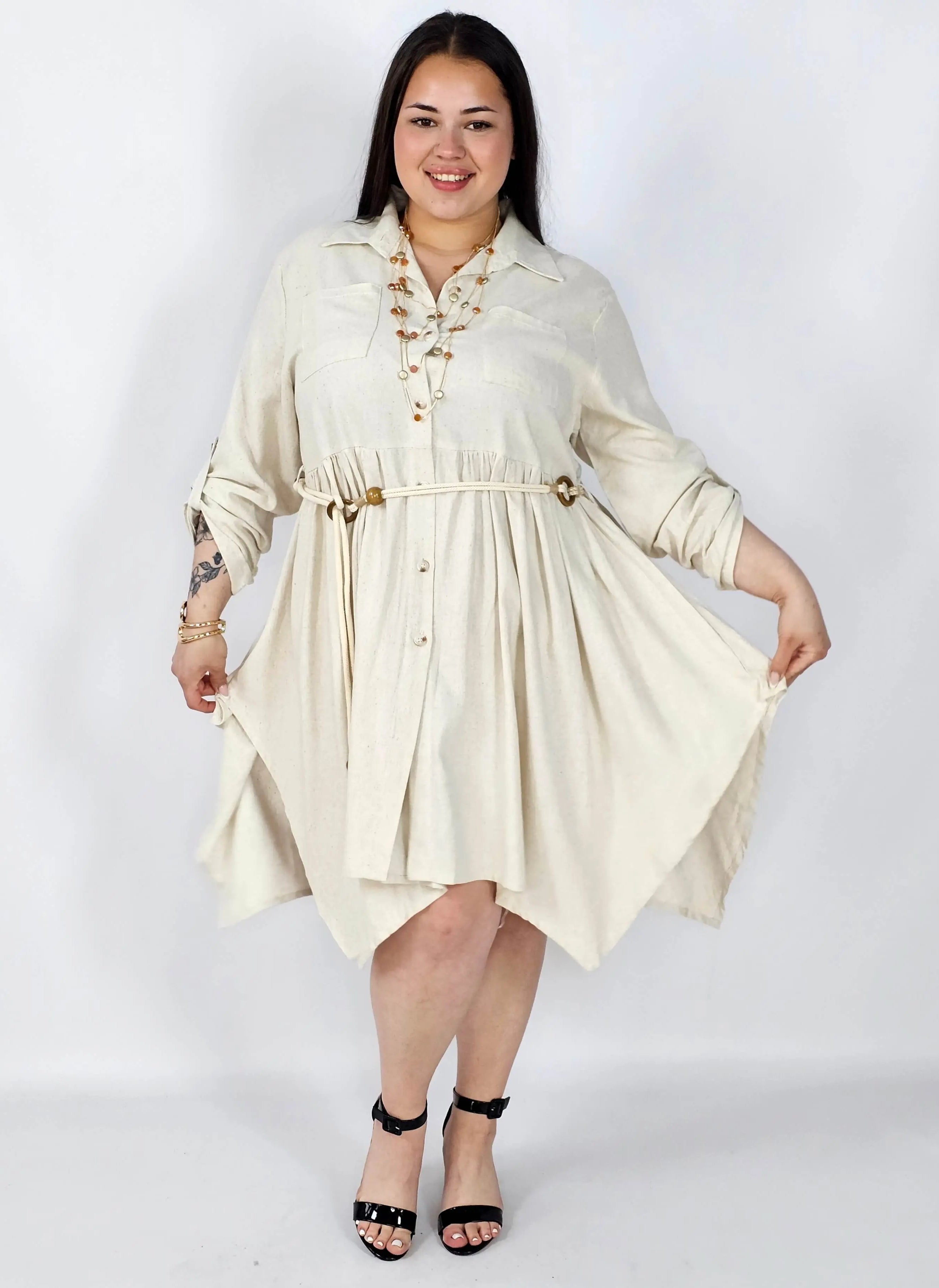Lniana sukienka koszulowa plus size – lekka, wygodna i stylowa na co dzień Stylowa XL