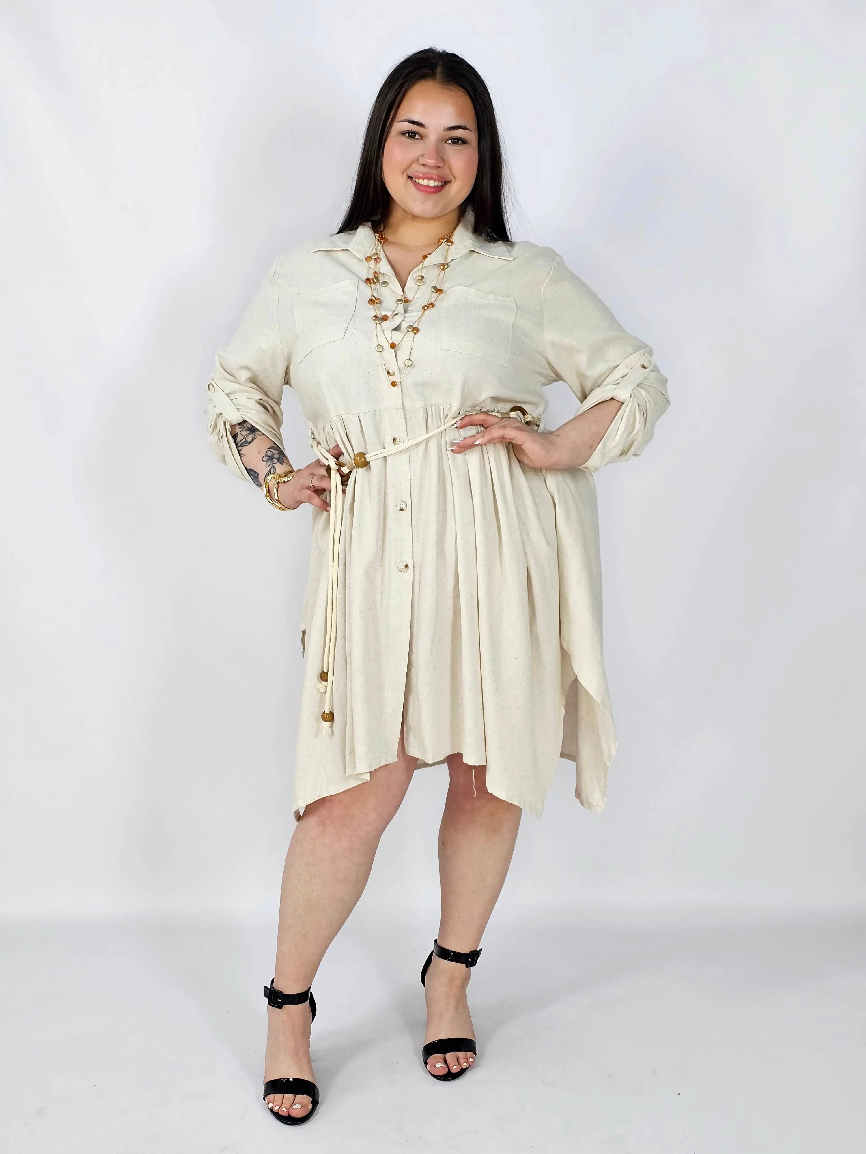 Lniana sukienka koszulowa plus size – lekka, wygodna i stylowa na co dzień Stylowa XL