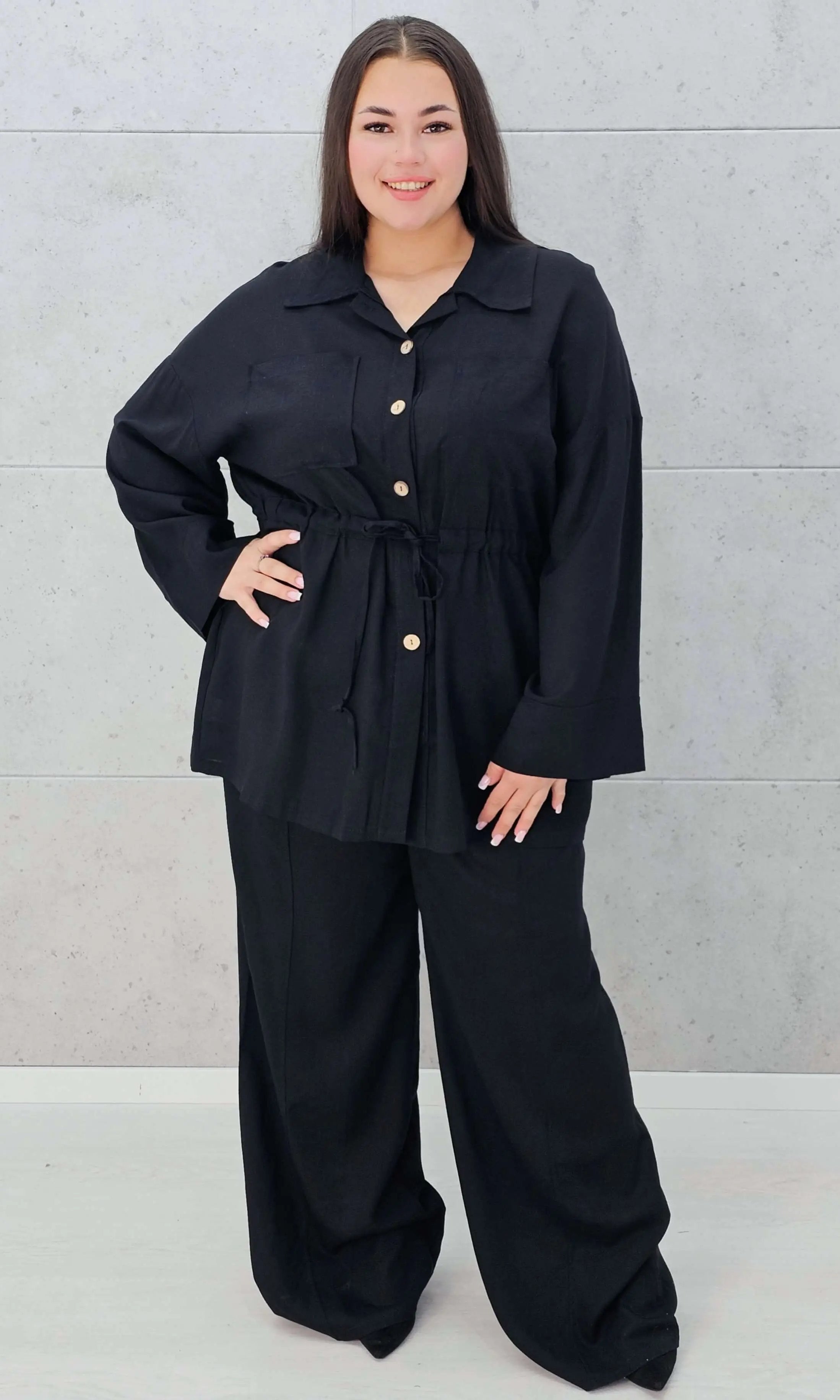 Lniany komplet z wiązaniem Stylowa XL