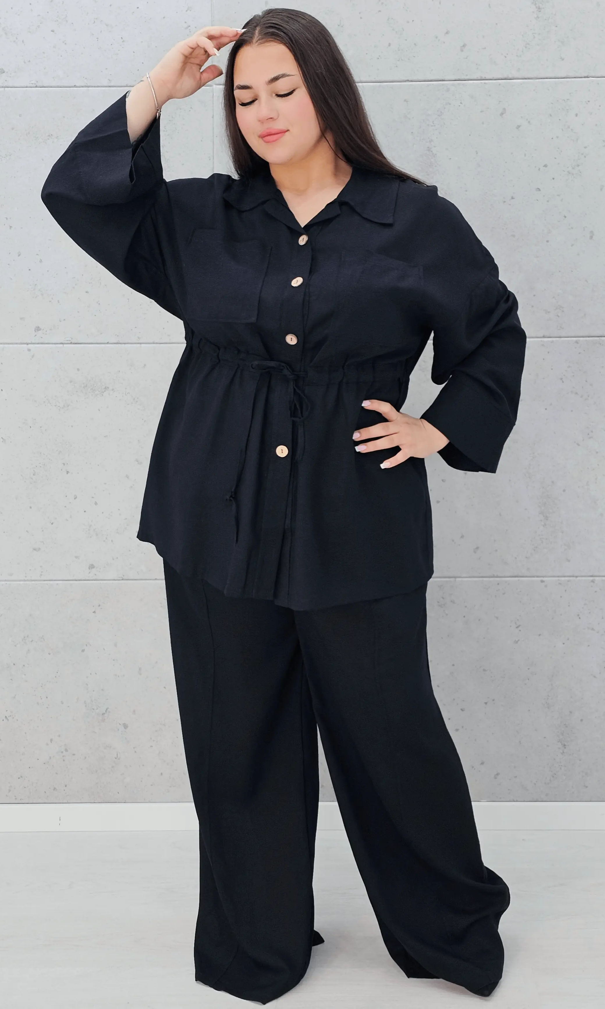 Lniany komplet z wiązaniem Stylowa XL