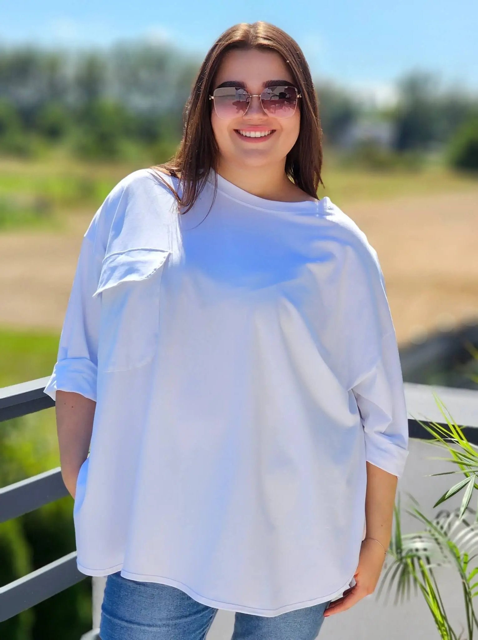 Luźna bluzka z kieszonką Stylowa XL