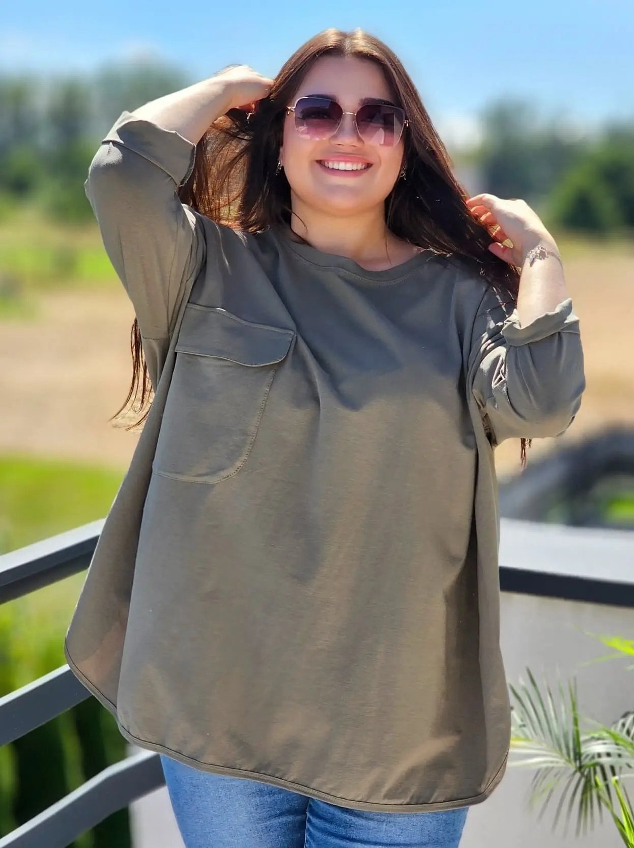 Luźna bluzka z kieszonką Stylowa XL