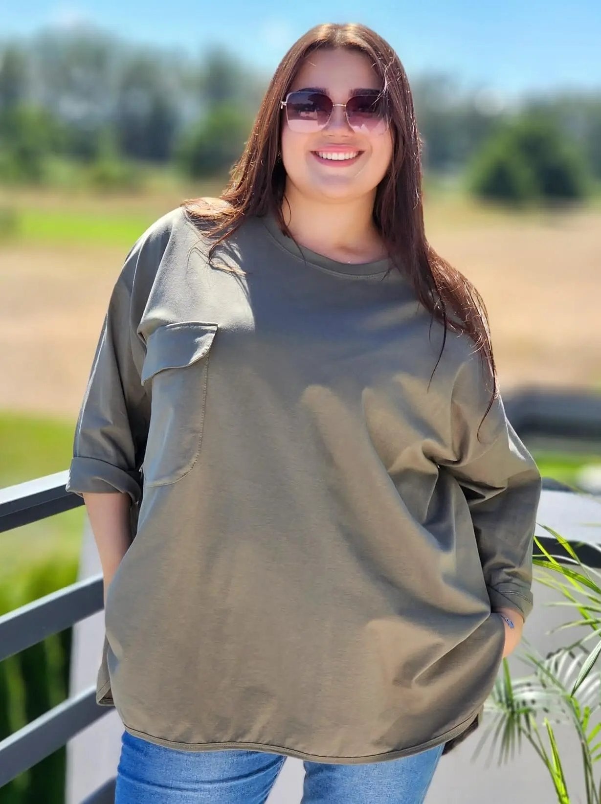 Luźna bluzka z kieszonką Stylowa XL