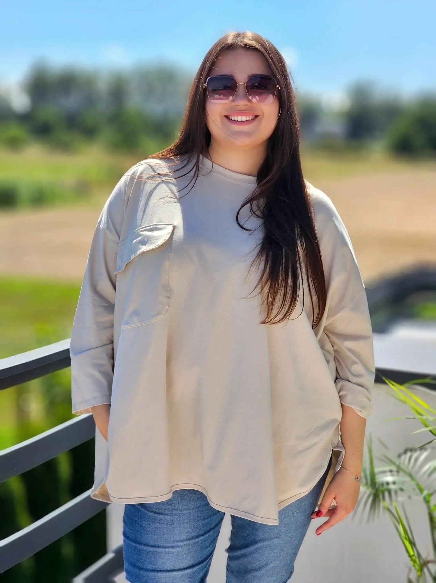 Luźna bluzka z kieszonką Stylowa XL