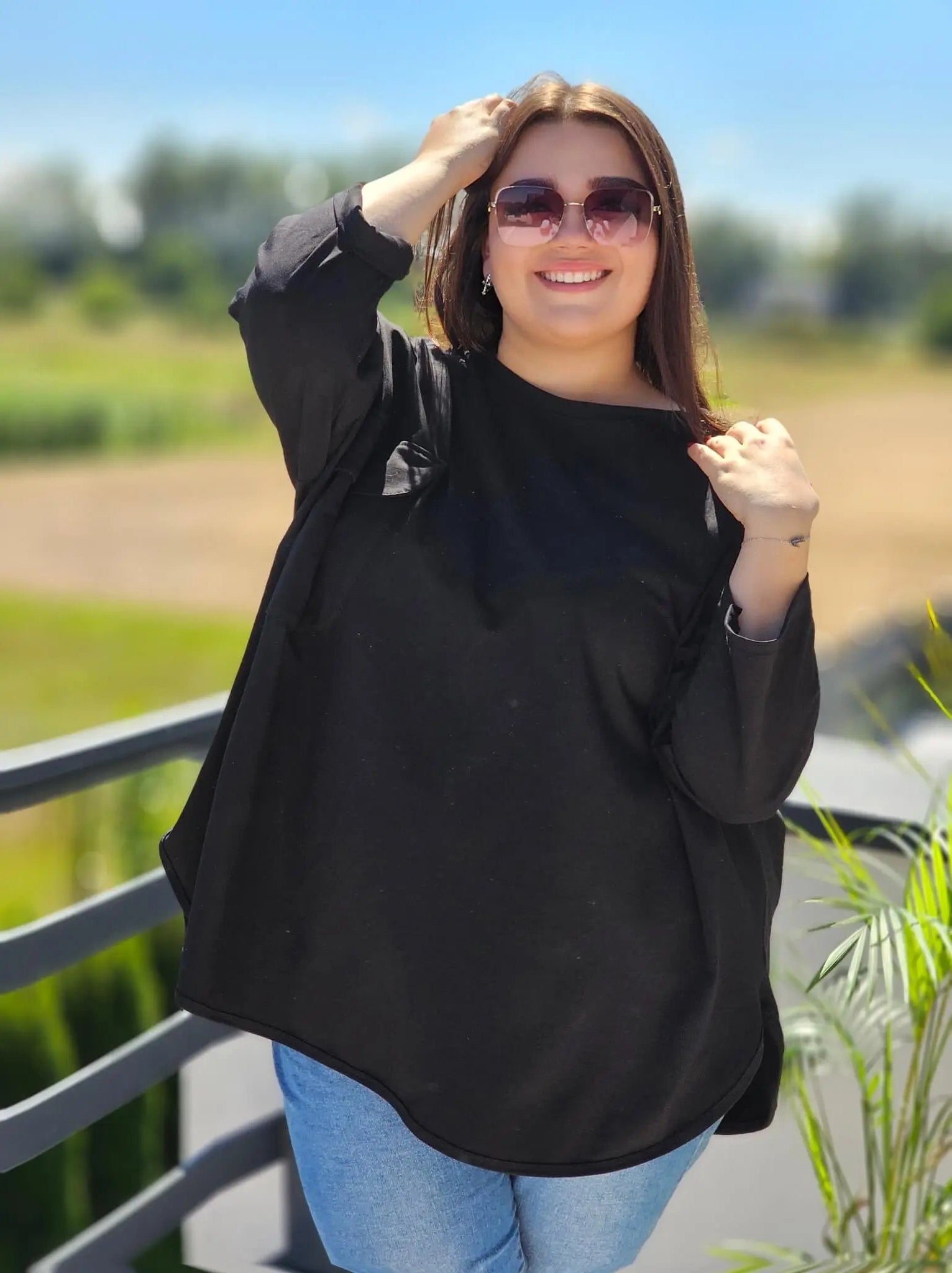 Luźna bluzka z kieszonką Stylowa XL