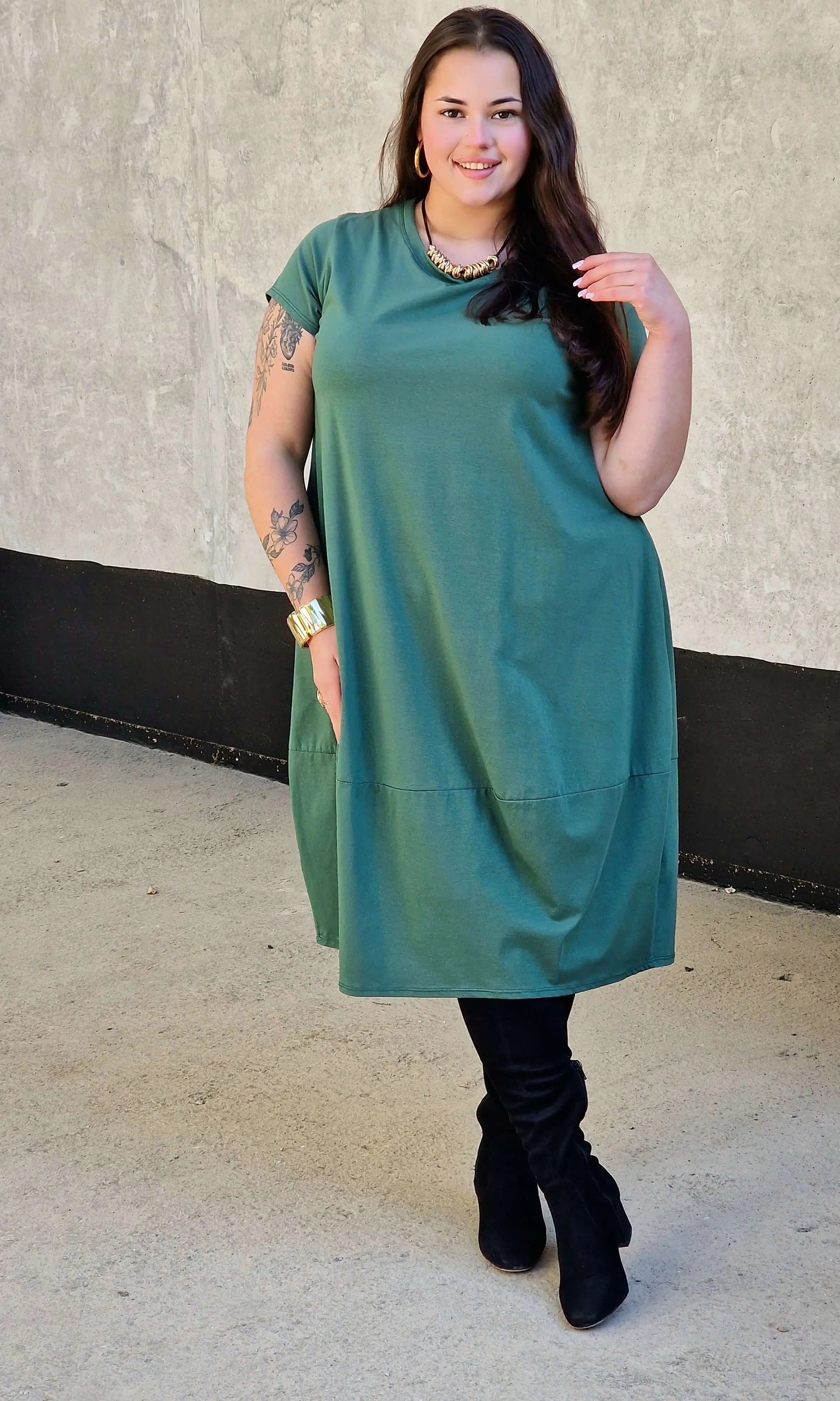 Luźna sukienka bawełniana z kieszeniami Stylowa XL