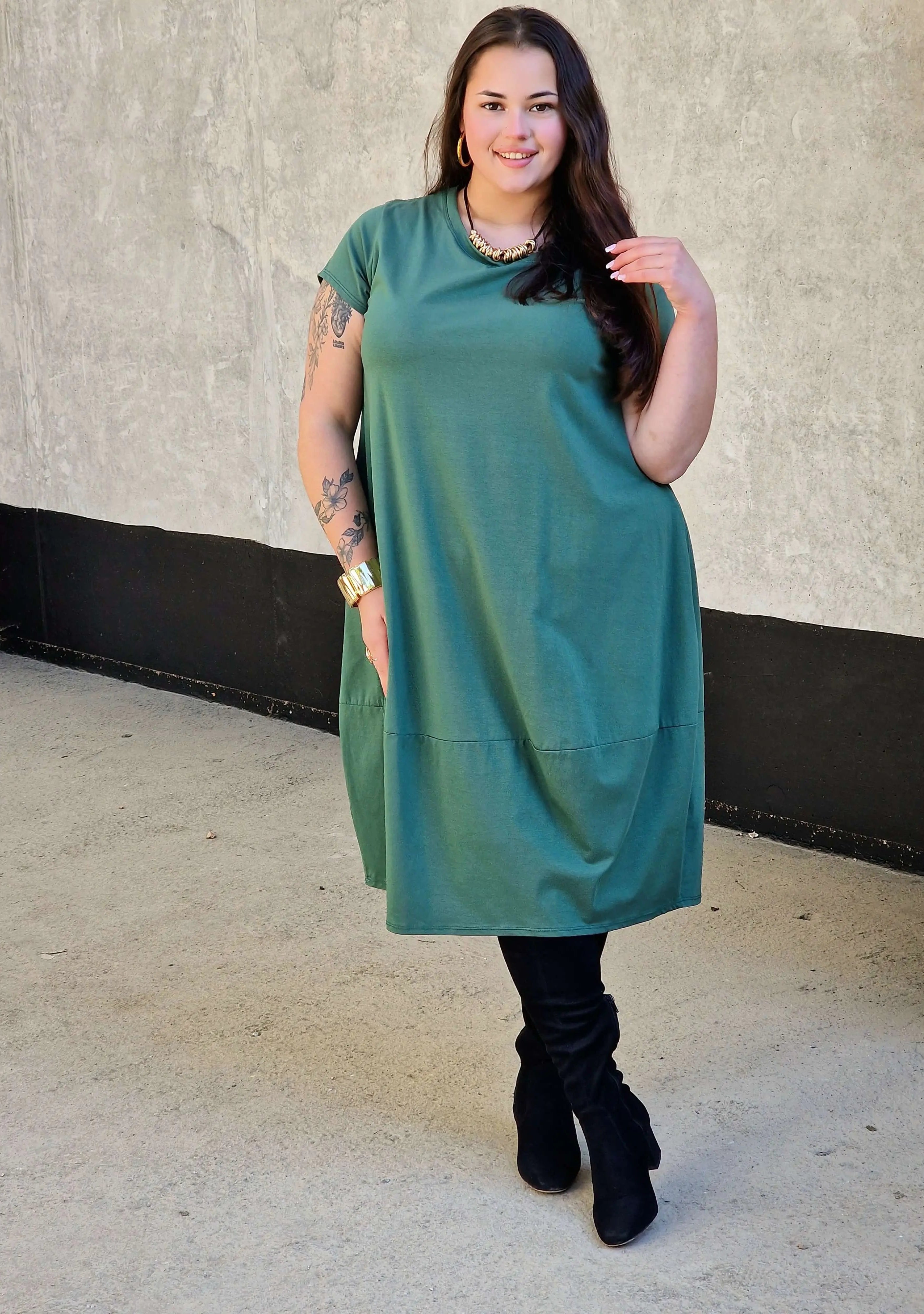 Luźna sukienka bawełniana z kieszeniami Stylowa XL