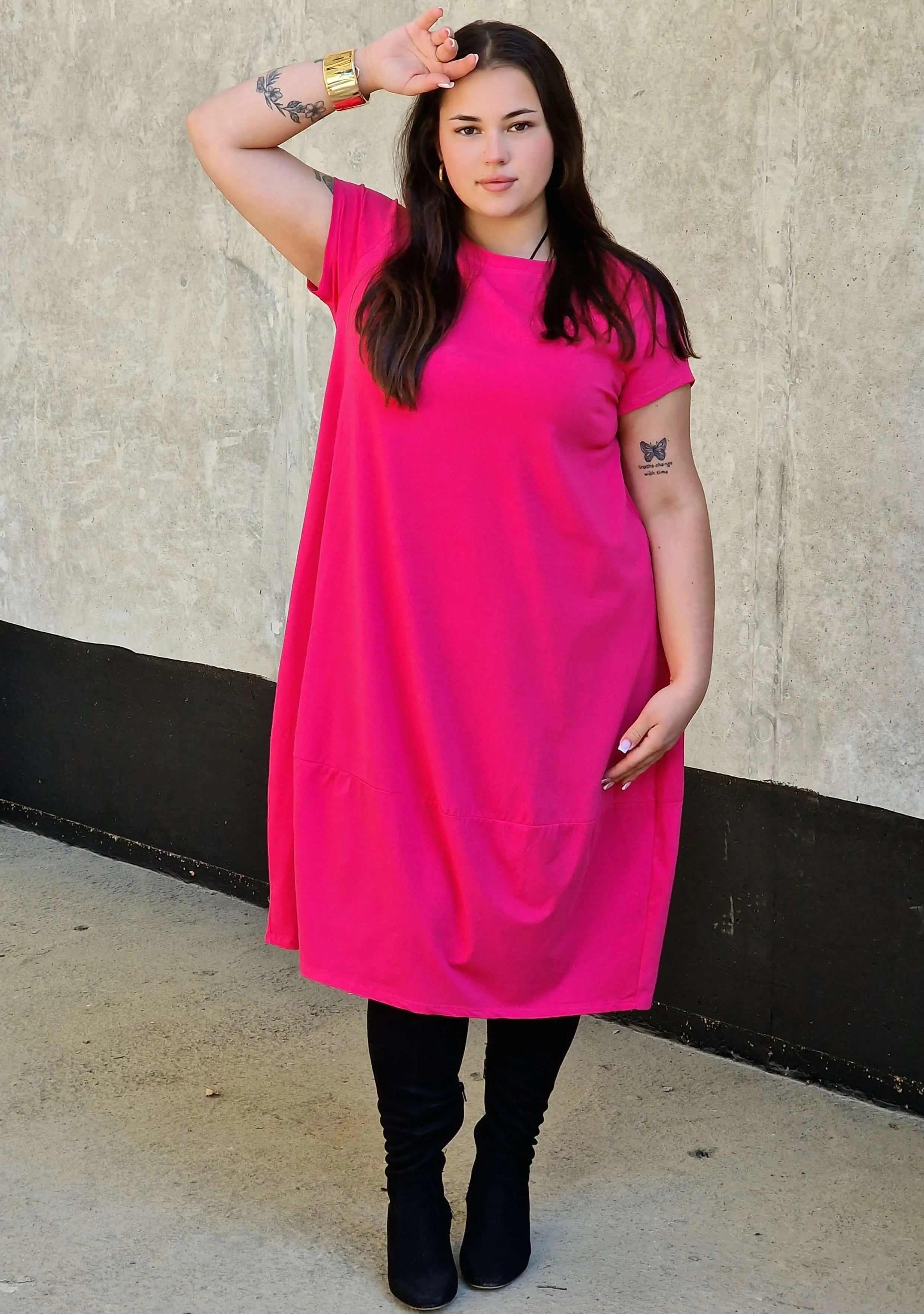 Luźna sukienka bawełniana z kieszeniami Stylowa XL