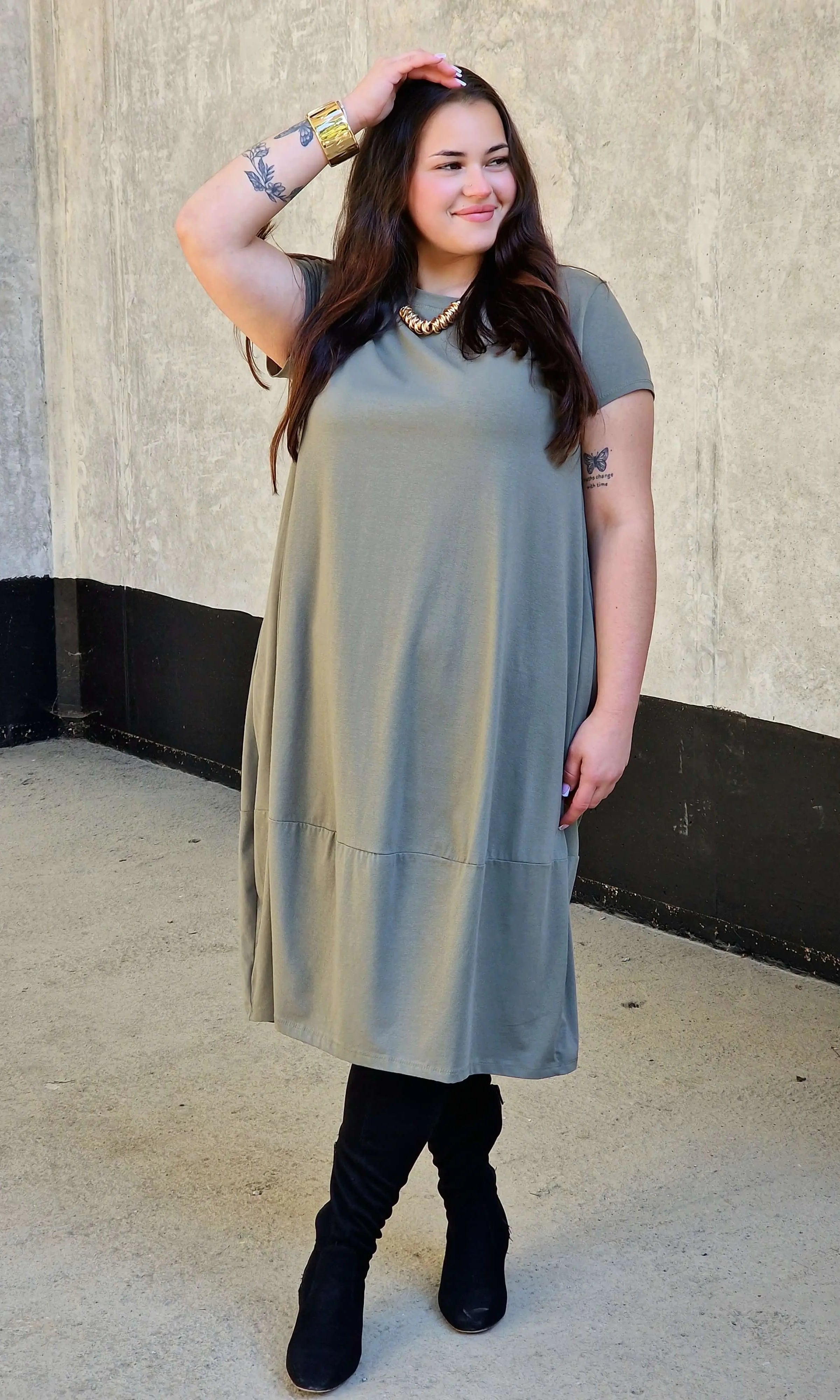 Luźna sukienka bawełniana z kieszeniami Stylowa XL