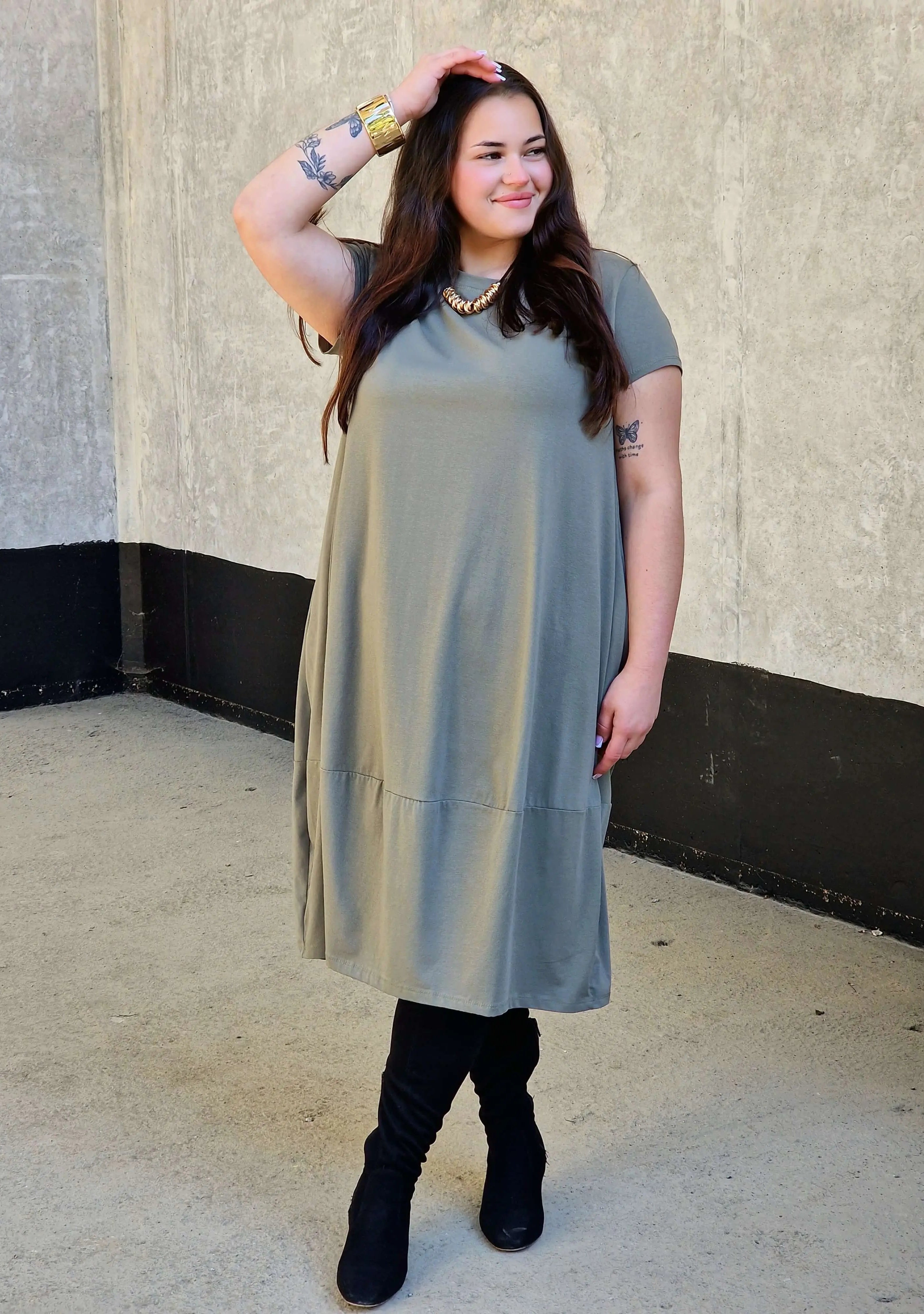 Luźna sukienka bawełniana z kieszeniami Stylowa XL