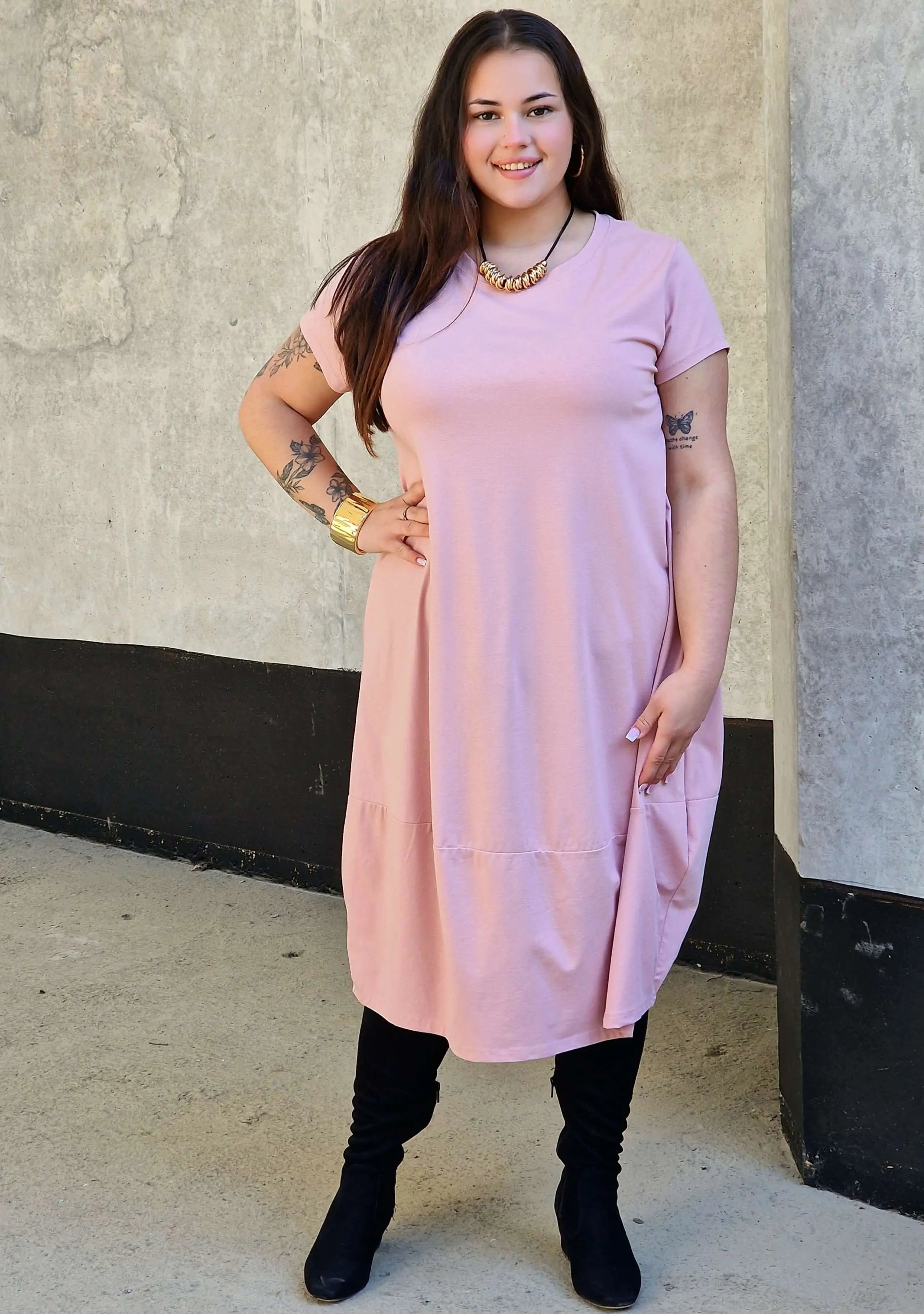 Luźna sukienka bawełniana z kieszeniami Stylowa XL